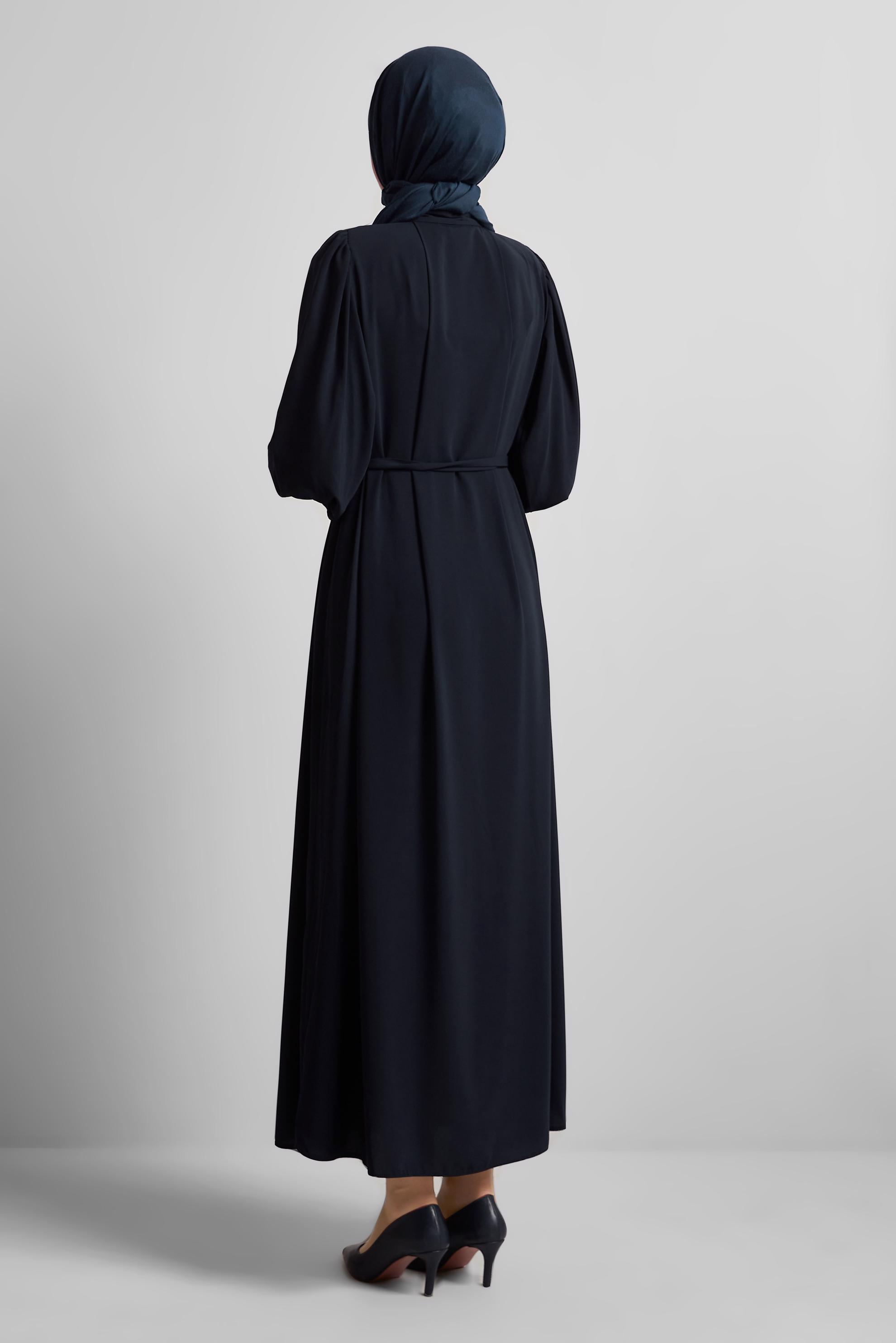 Vêtements hijab BLEU MARINE ABAYA CEINTURÉE 80130