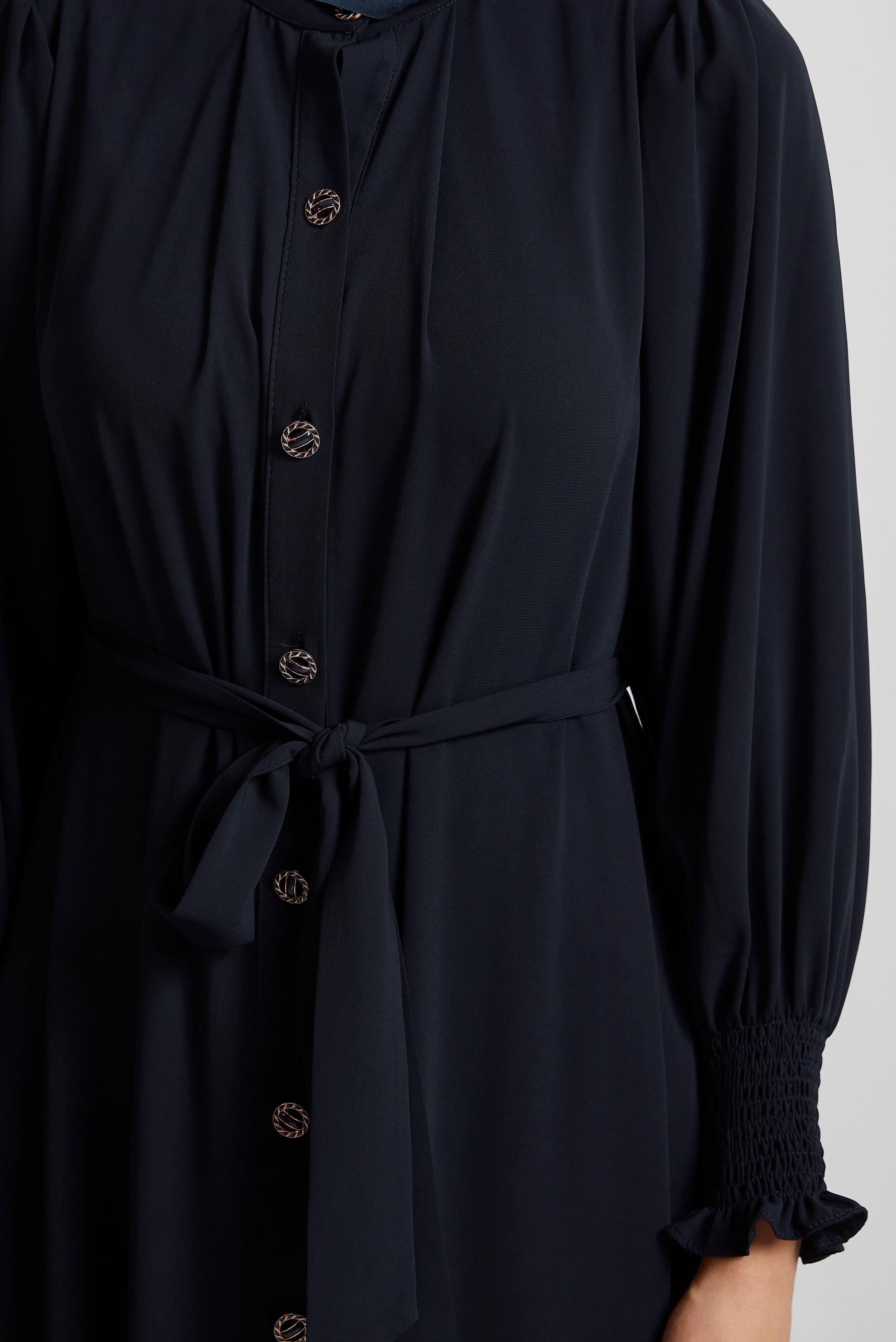 Vêtements hijab BLEU MARINE ABAYA CEINTURÉE 80130