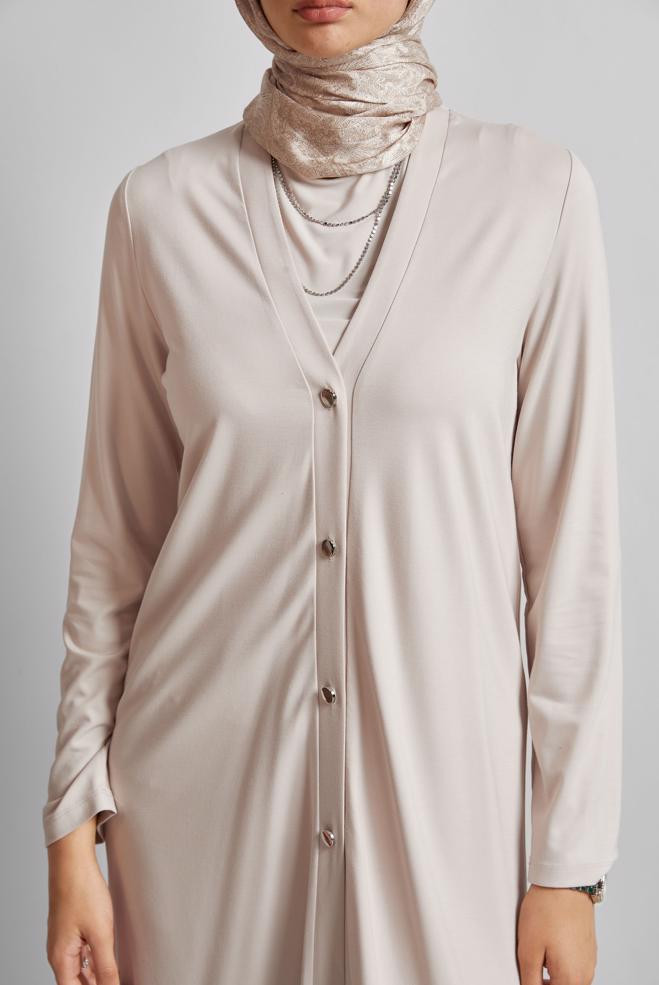 Hijab clothing BEIGE LONG CARDIGAN 45689 - ALVİNA