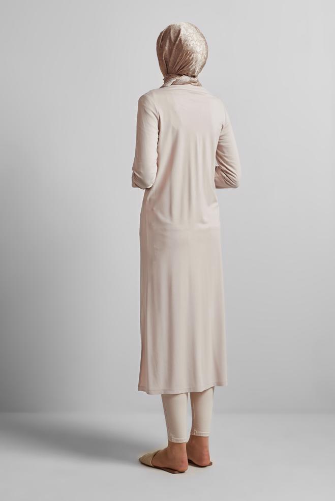 Hijab clothing BEIGE LONG CARDIGAN 45689 - ALVİNA