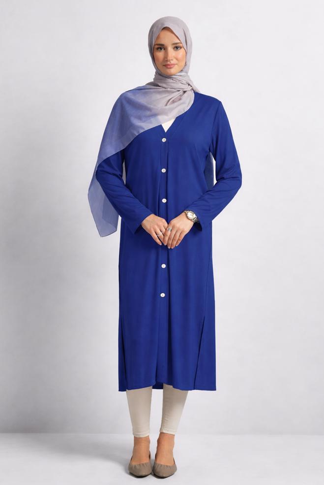 Hijab clothing NAVY BLUE LONG CARDIGAN 45689 - ALVİNA