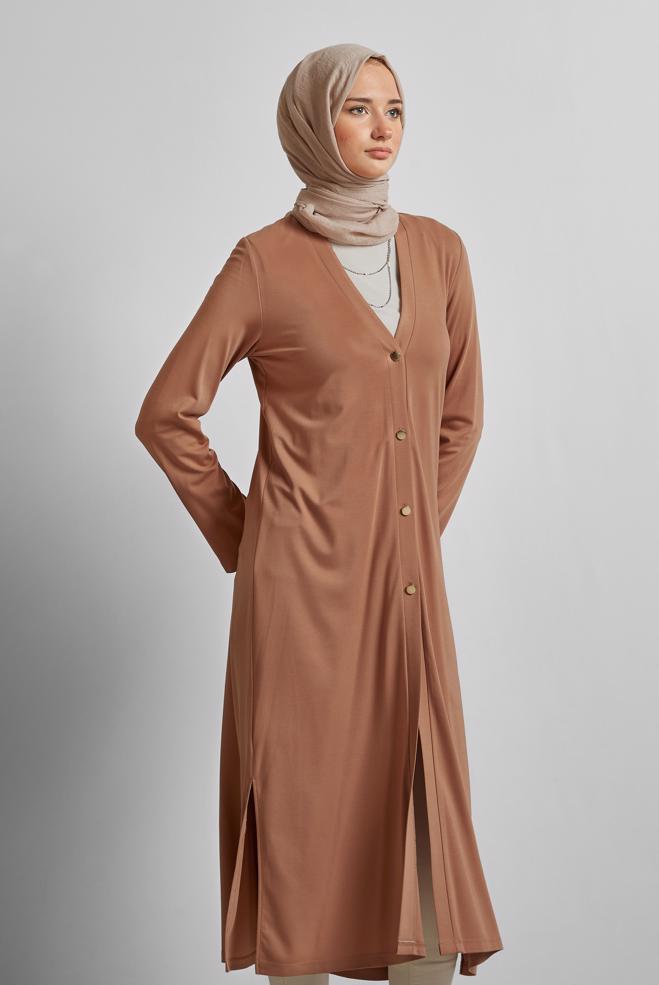 Hijab clothing BROWN LONG CARDIGAN 45689 - ALVİNA