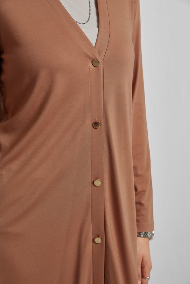 Hijab clothing BROWN LONG CARDIGAN 45689 - ALVİNA