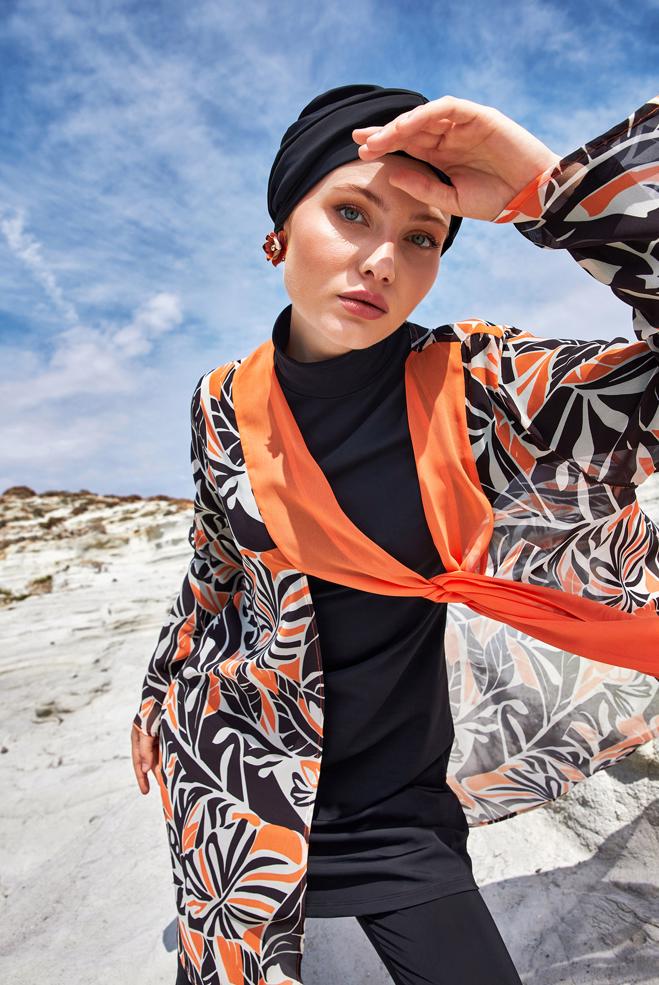 Vêtements hijab NOIR MAILLOT DE BAIN HIJAB AVEC PARÉO 1133 - ALVİNA