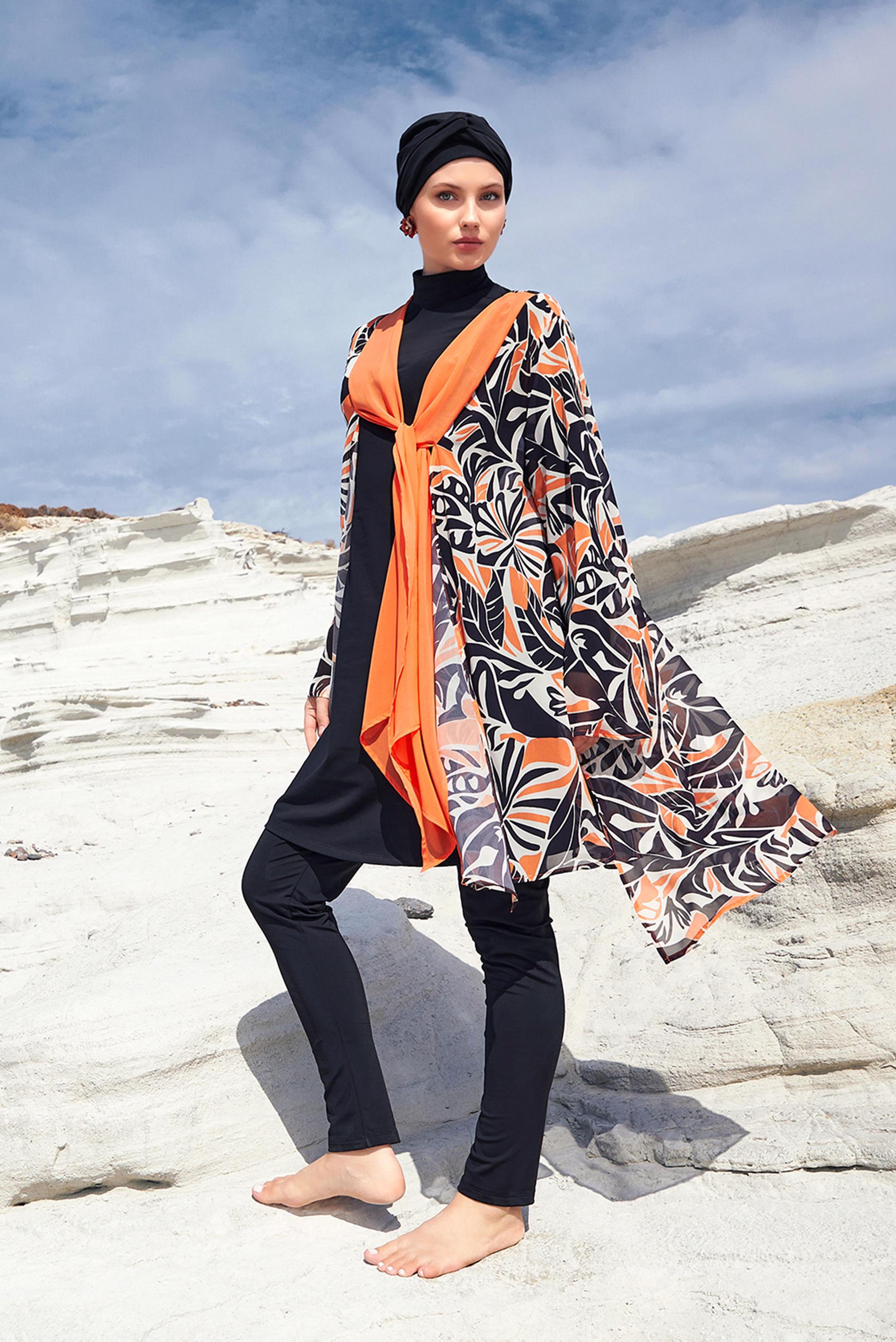 Vêtements hijab NOIR MAILLOT DE BAIN HIJAB AVEC PARÉO 1133