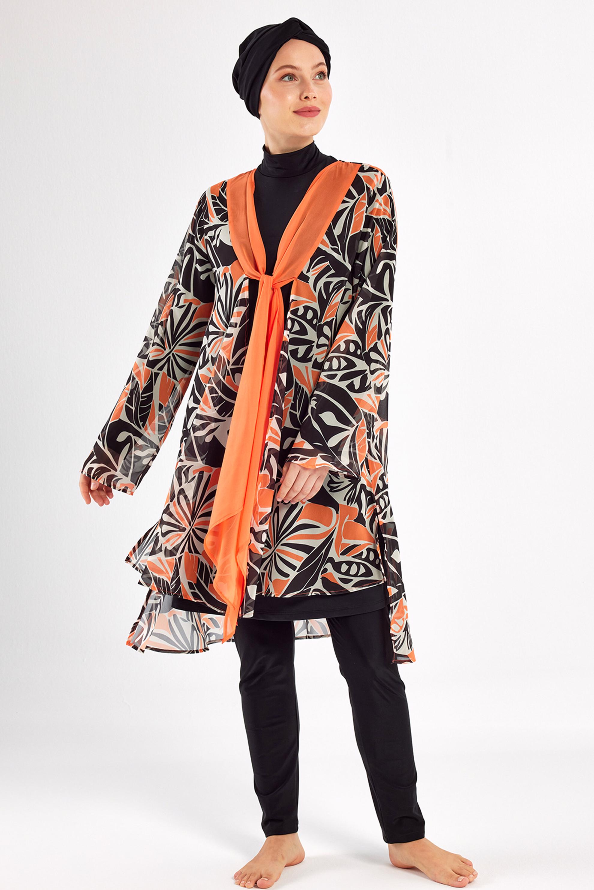 Vêtements hijab NOIR MAILLOT DE BAIN HIJAB AVEC PARÉO 1133