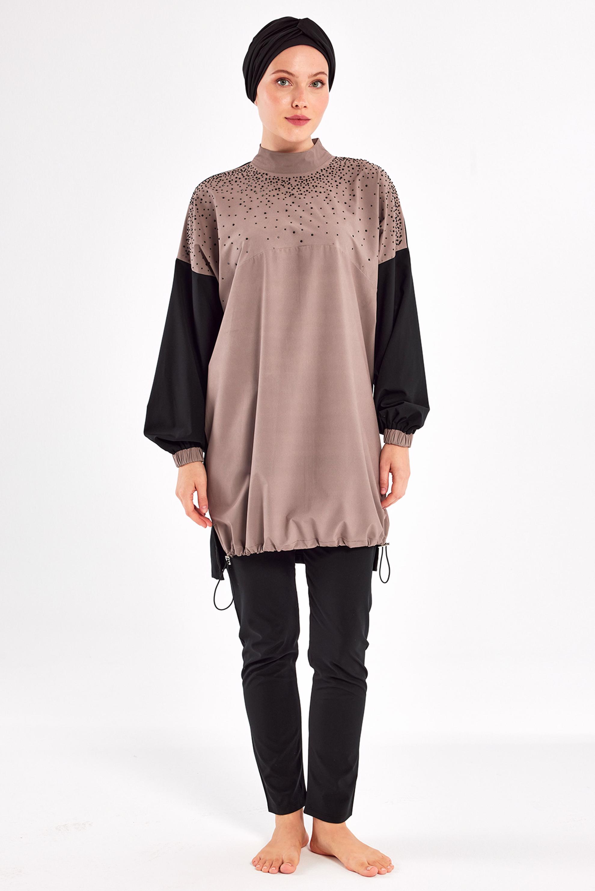 Vêtements hijab NOIR MAILLOT DE BAIN HIJAB AVEC BIJOU 1208