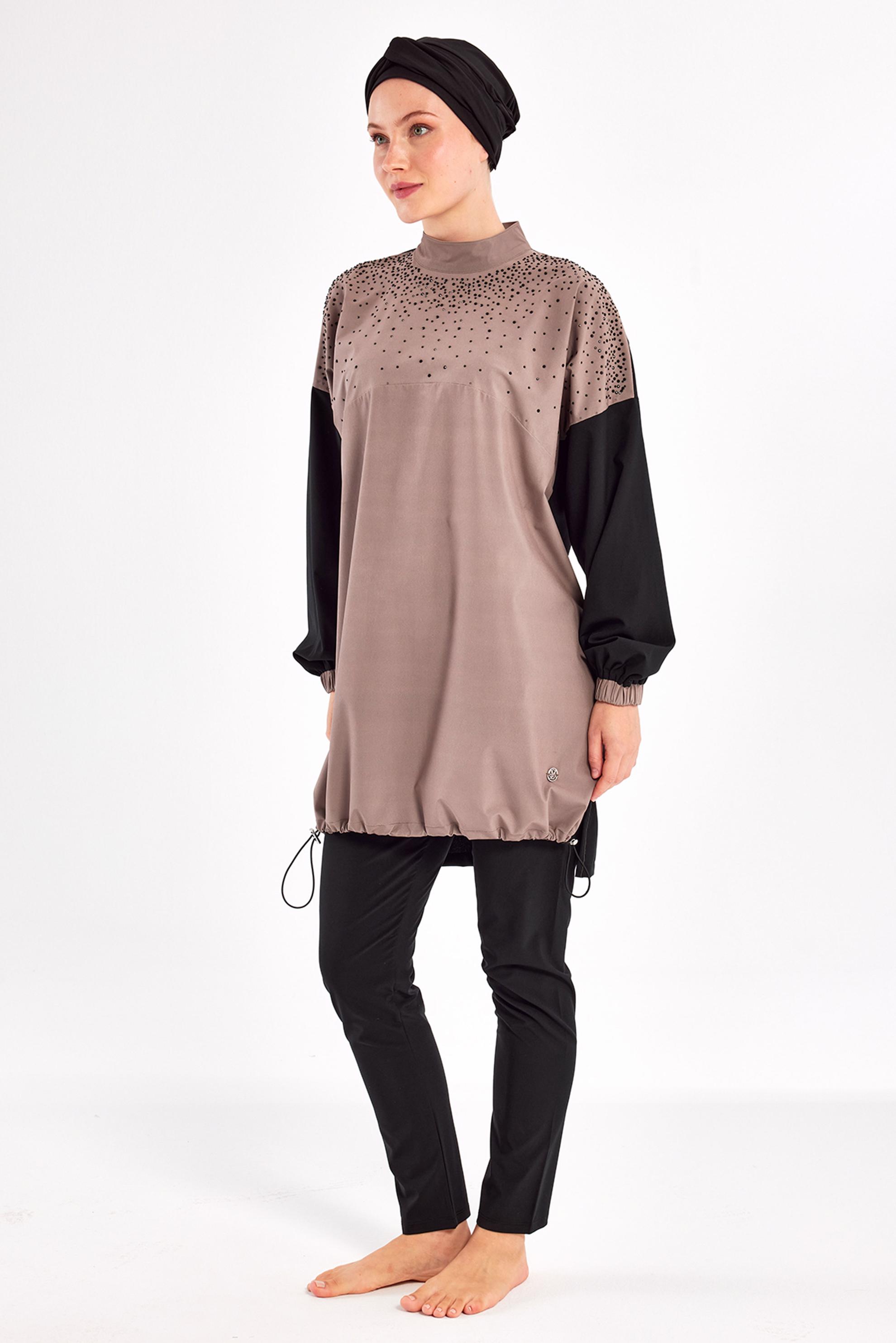 Vêtements hijab NOIR MAILLOT DE BAIN HIJAB AVEC BIJOU 1208