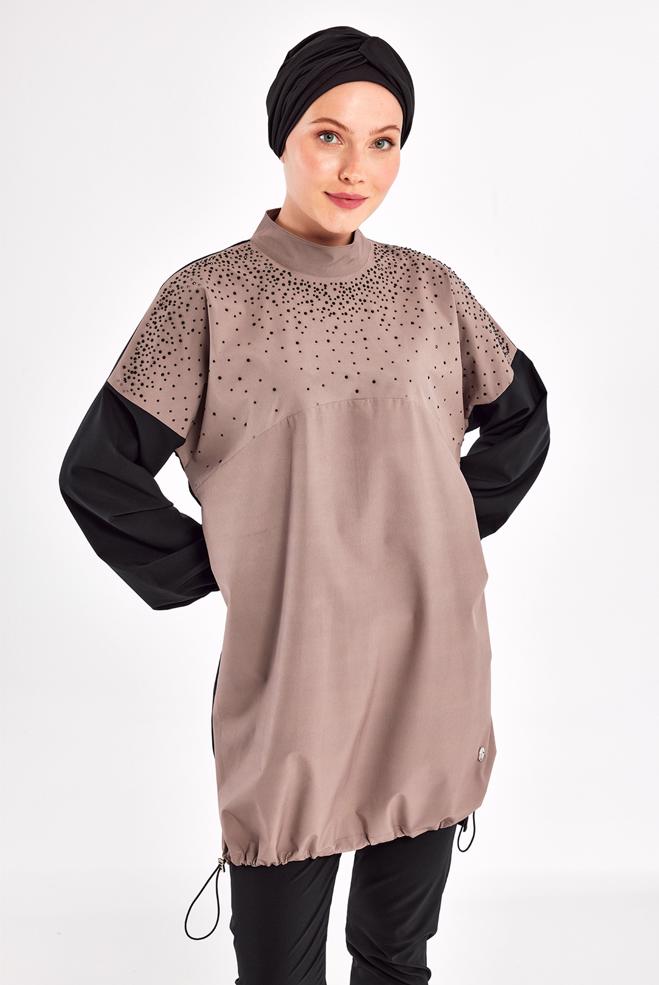 Vêtements hijab NOIR MAILLOT DE BAIN HIJAB AVEC BIJOU 1208 - ALVİNA