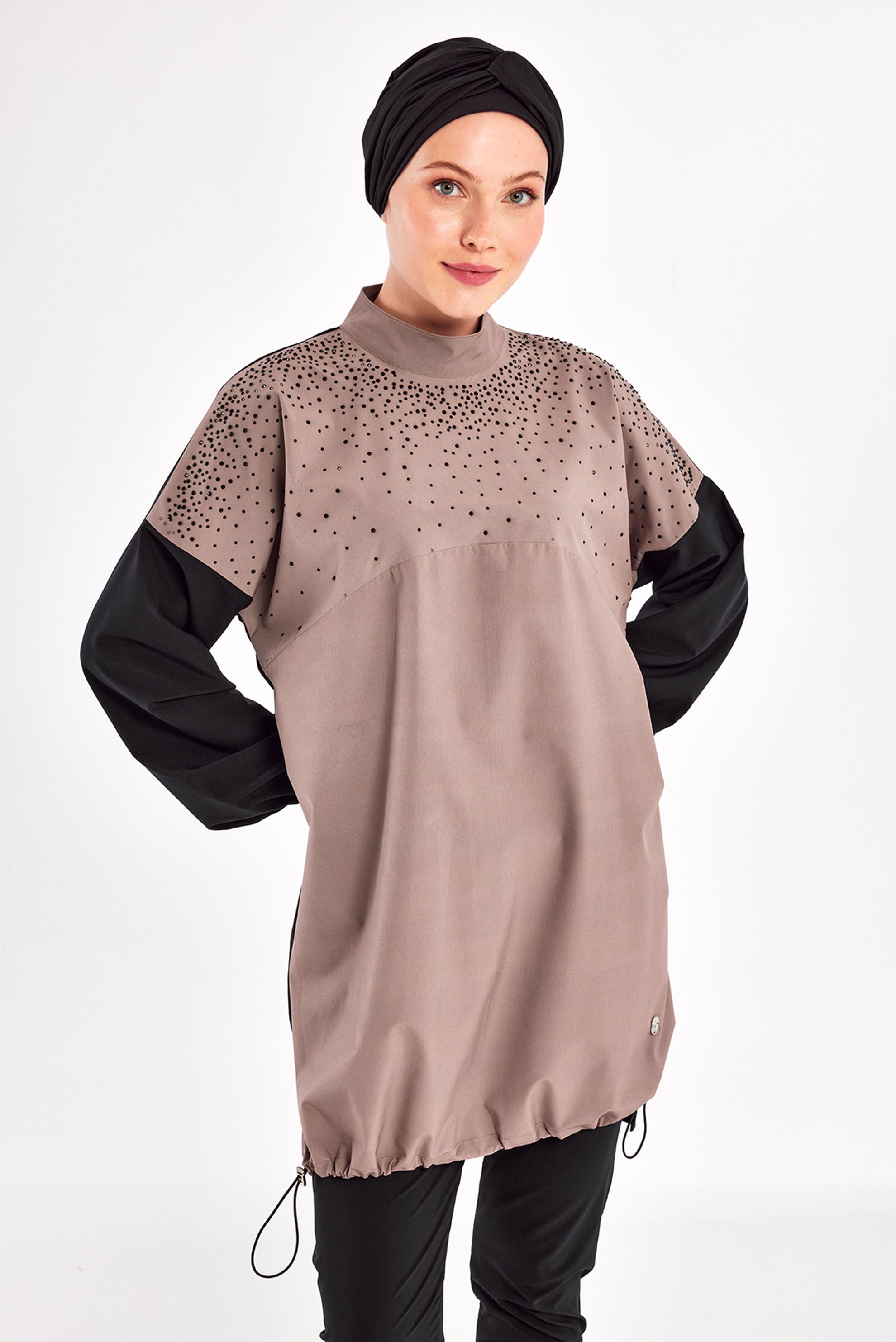 Vêtements hijab NOIR MAILLOT DE BAIN HIJAB AVEC BIJOU 1208