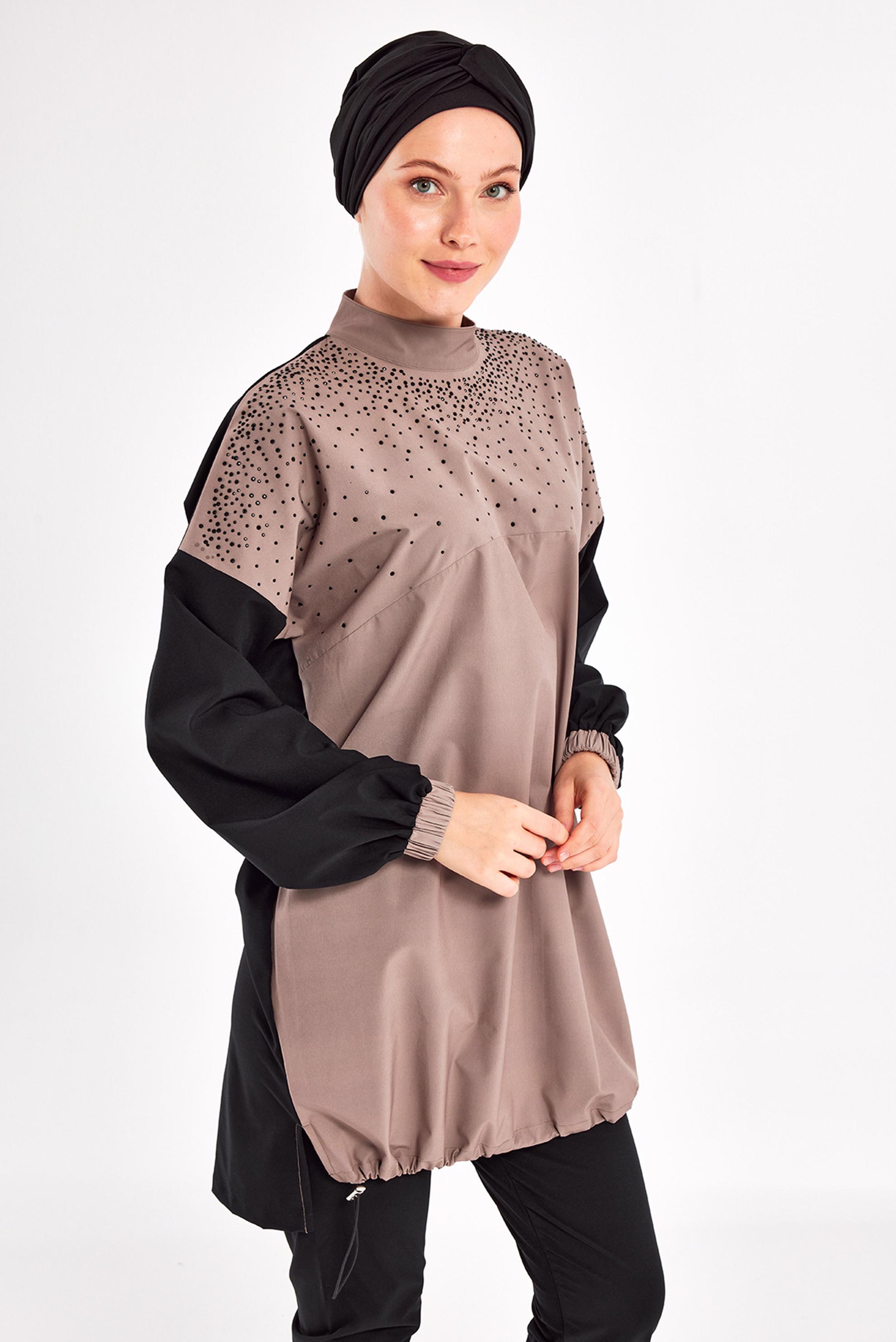 Vêtements hijab NOIR MAILLOT DE BAIN HIJAB AVEC BIJOU 1208