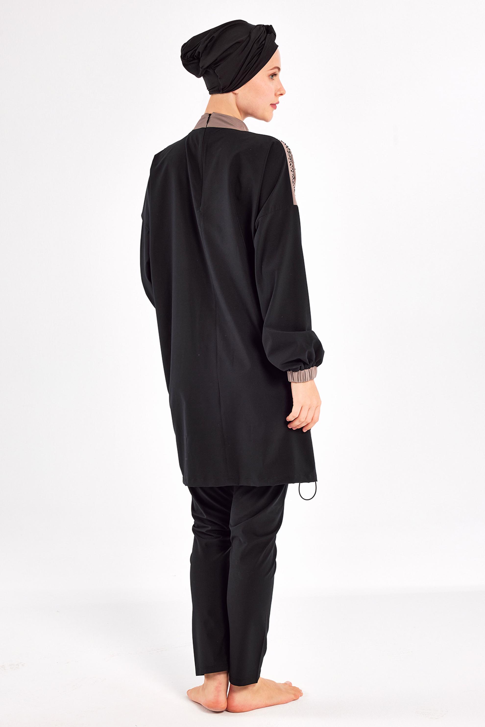 Vêtements hijab NOIR MAILLOT DE BAIN HIJAB AVEC BIJOU 1208