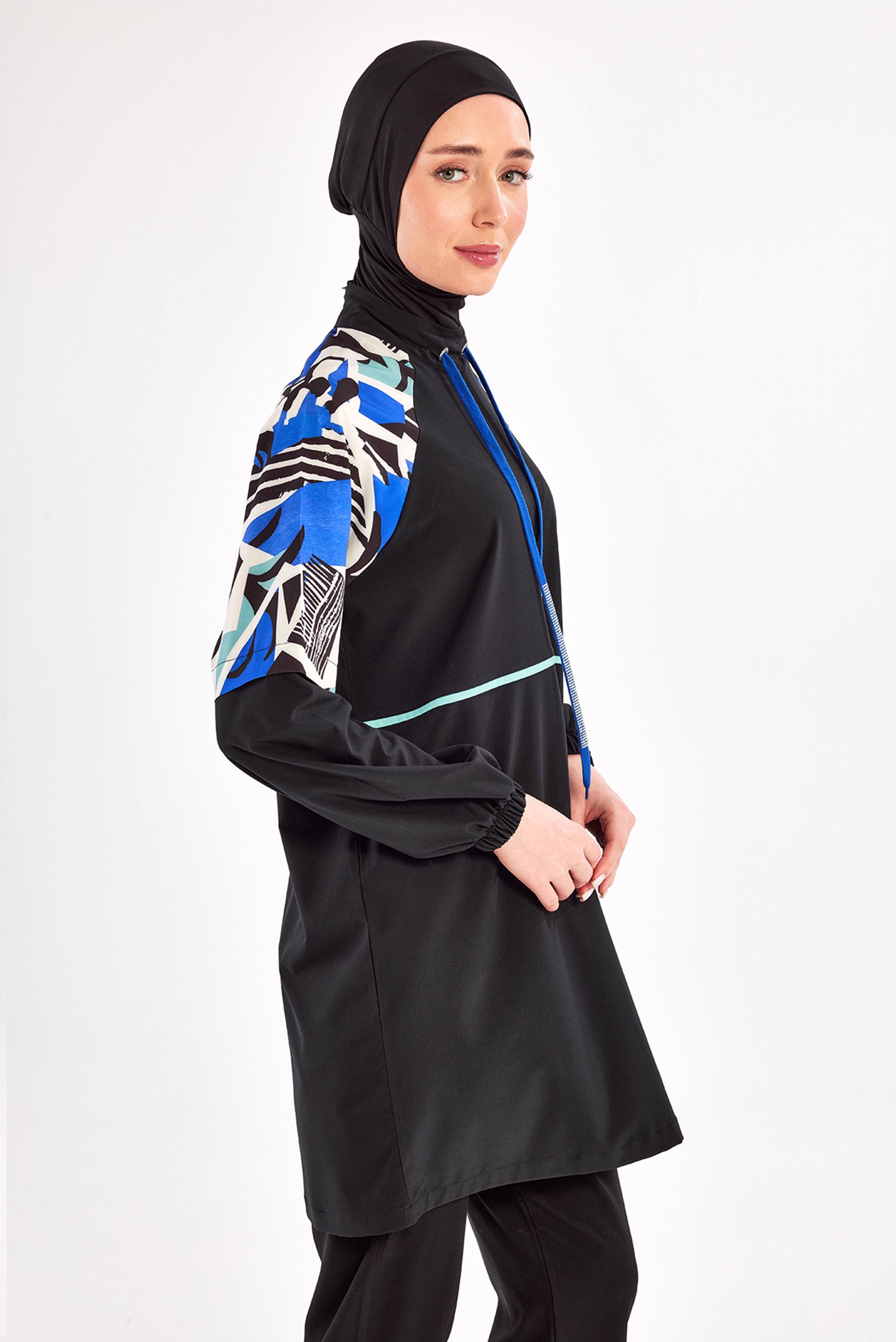 Tesettür giyim SİYAH DESENLİ TESETTÜR MAYO 1225