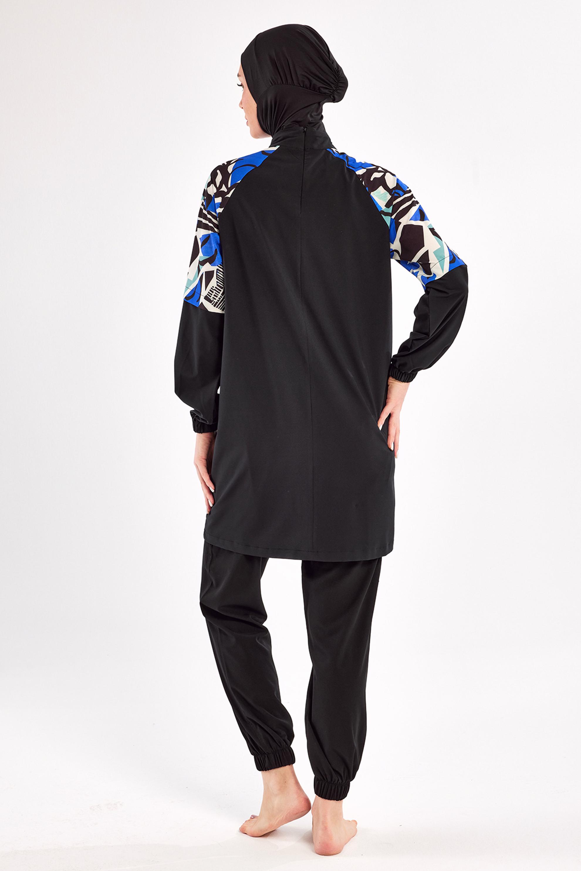 Tesettür giyim SİYAH DESENLİ TESETTÜR MAYO 1225