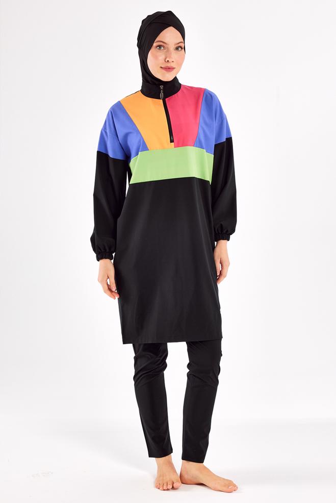 Vêtements hijab NOIR MAILLOT DE BAIN HIJAB COLORÉ 1226 - ALVİNA