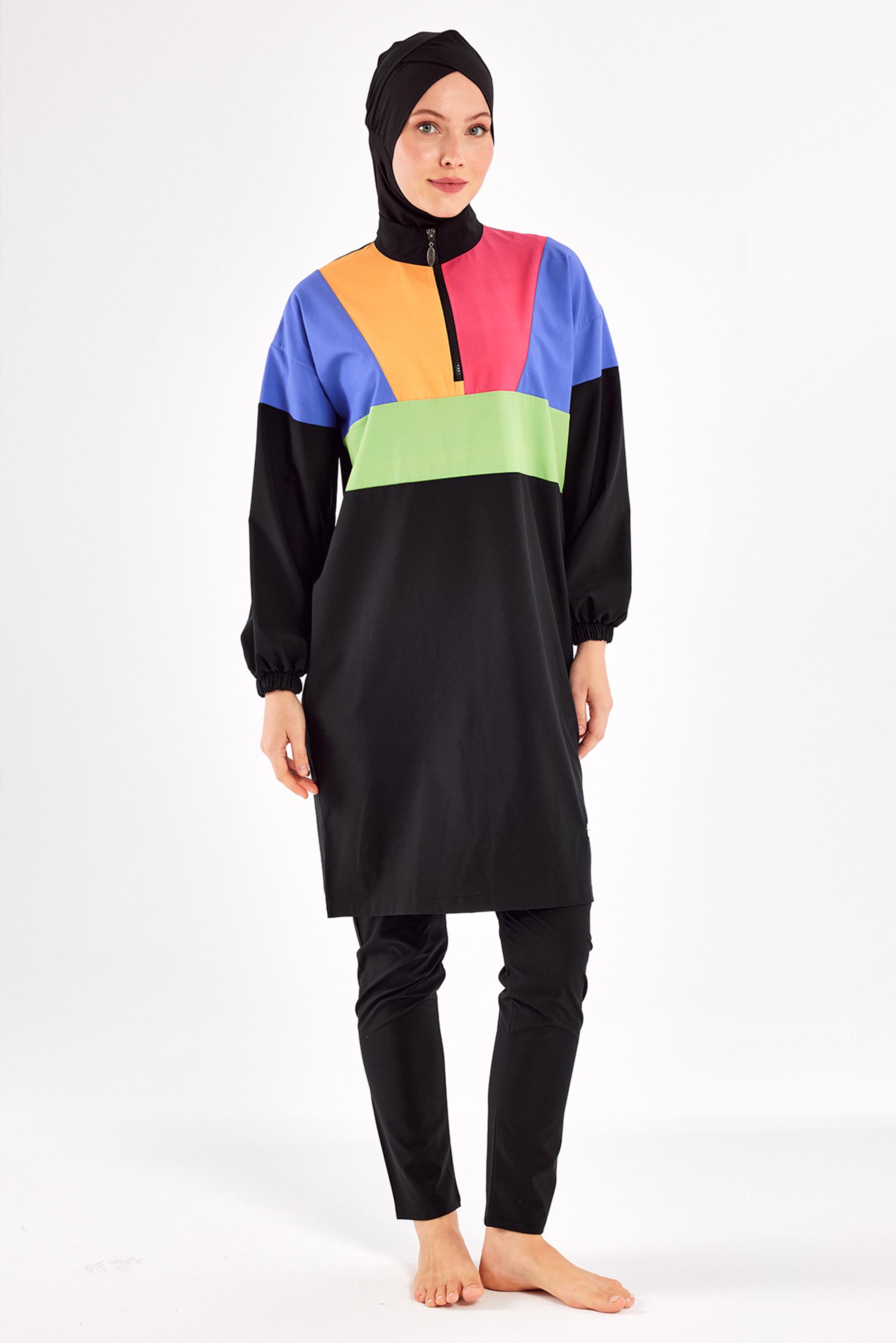 Vêtements hijab NOIR MAILLOT DE BAIN HIJAB COLORÉ 1226