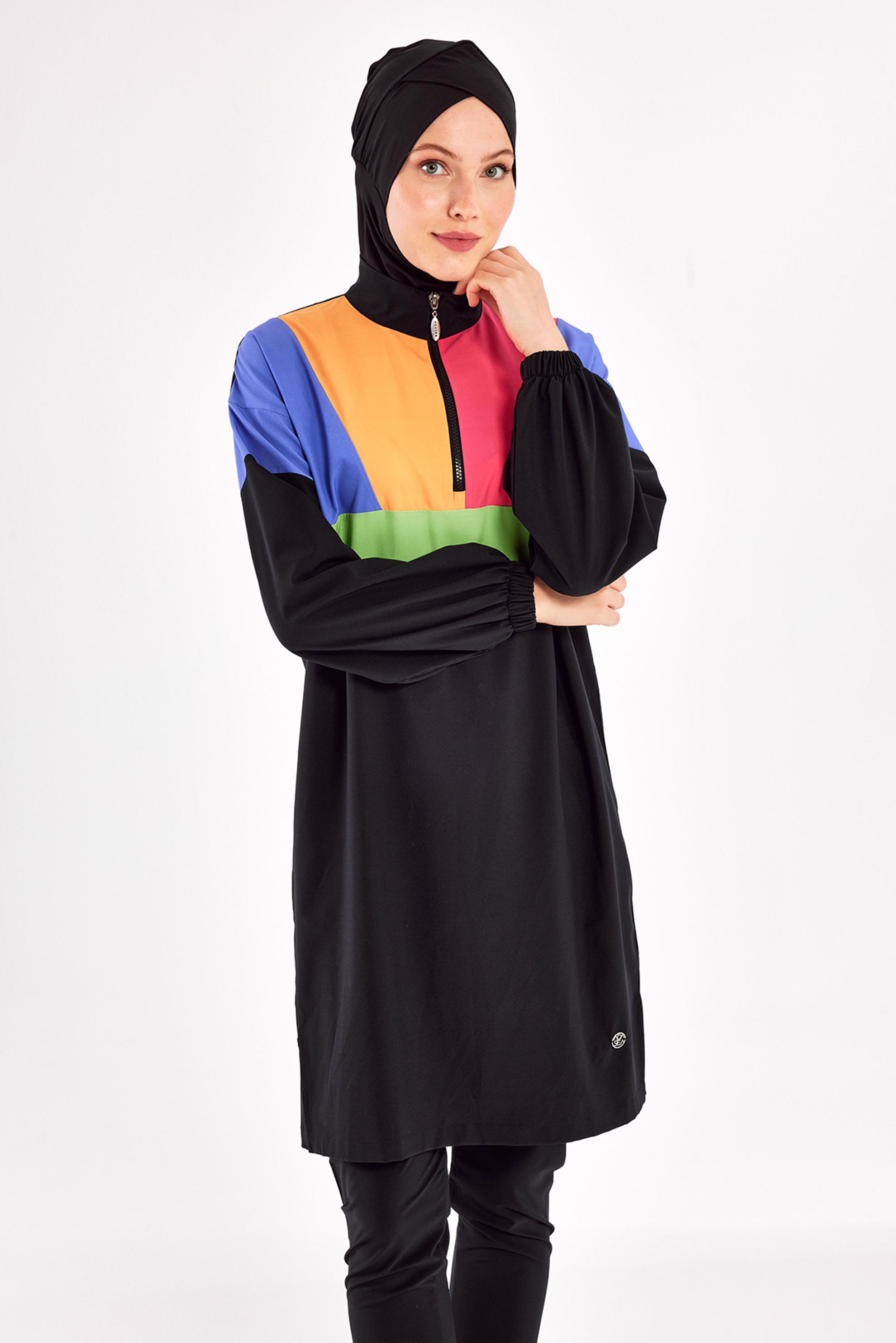 Vêtements hijab NOIR MAILLOT DE BAIN HIJAB COLORÉ 1226