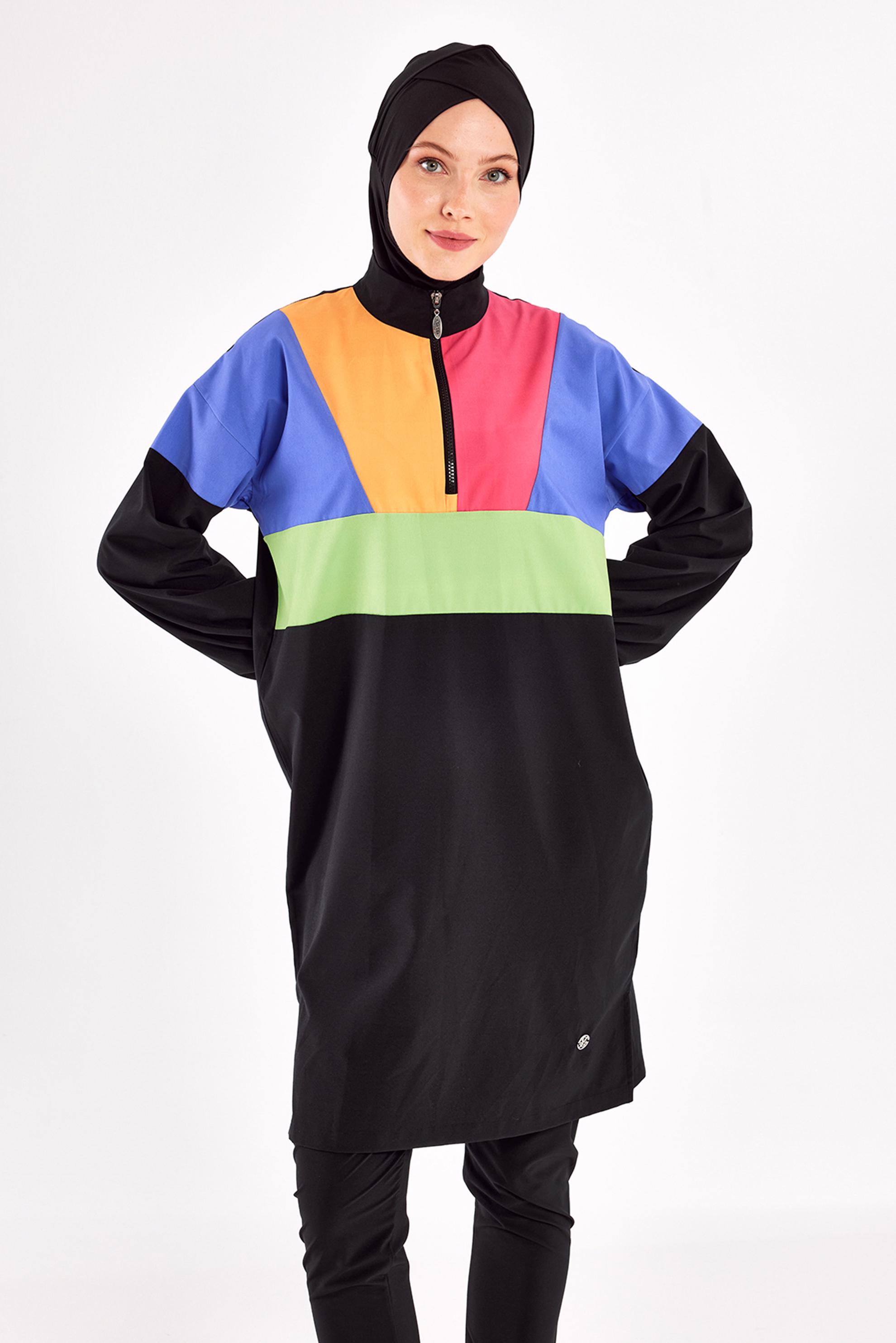 Vêtements hijab NOIR MAILLOT DE BAIN HIJAB COLORÉ 1226