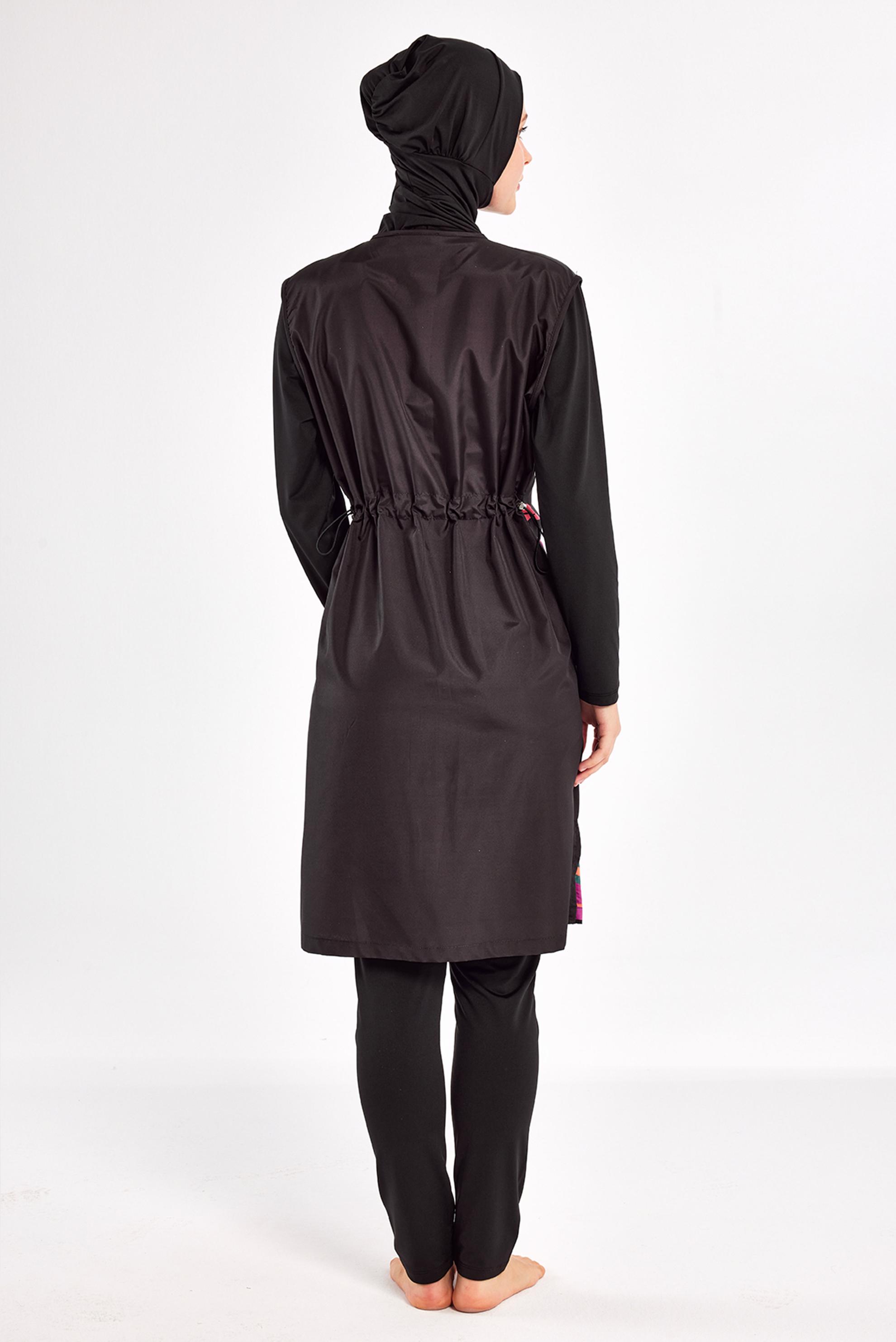 Vêtements hijab NOIR MAILLOT DE BAIN HIJAB À MOTIFS 1304