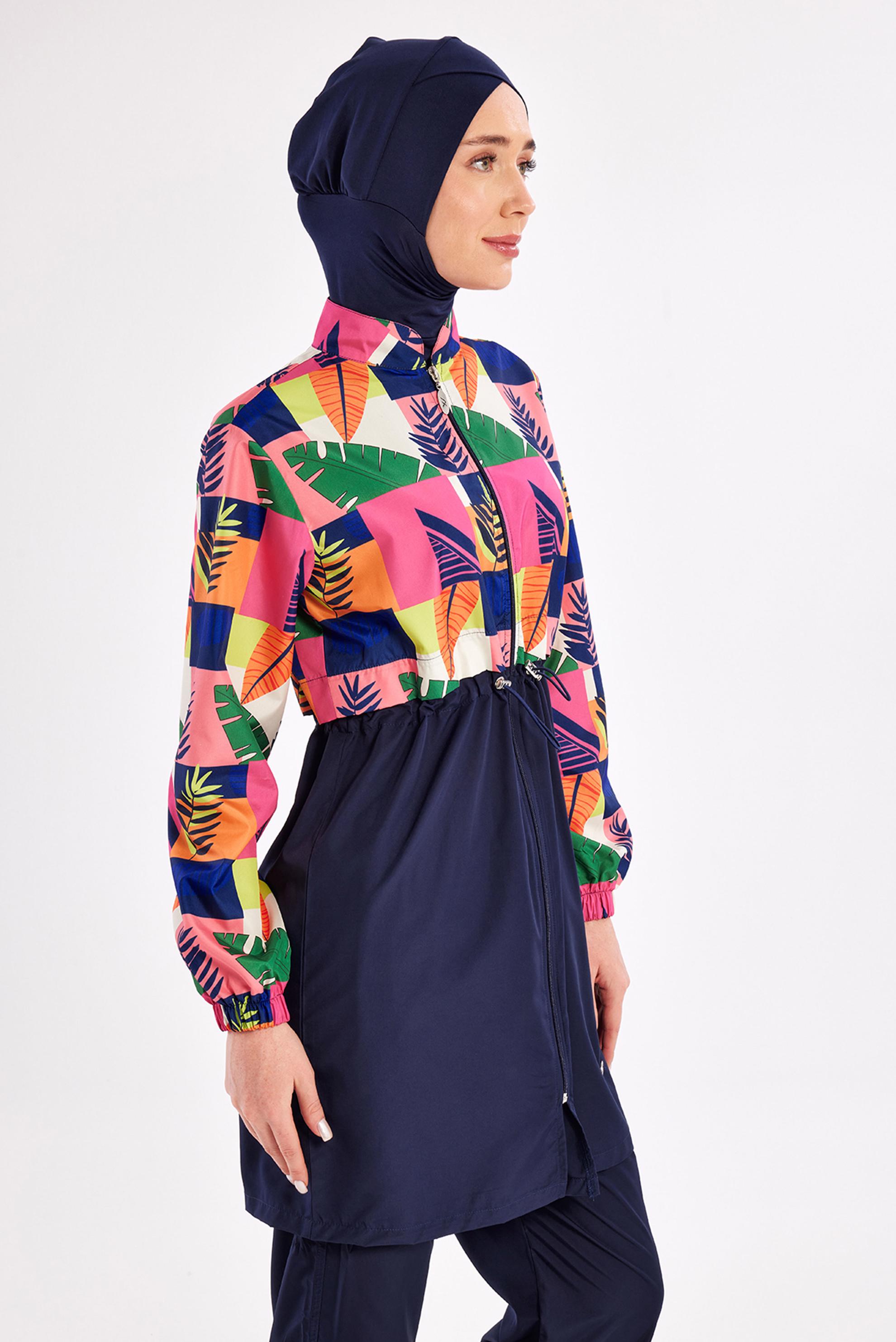 Vêtements hijab BLEU MARINE MAILLOT DE BAIN HIJAB À MOTIFS 1501