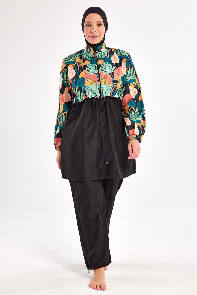 Vêtements hijab NOIR MAILLOT DE BAIN HIJAB GRANDE TAILLE 1803 - ALVİNA