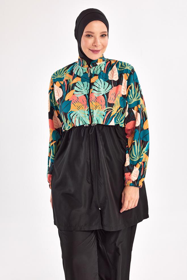 Vêtements hijab NOIR MAILLOT DE BAIN HIJAB GRANDE TAILLE 1803 - ALVİNA