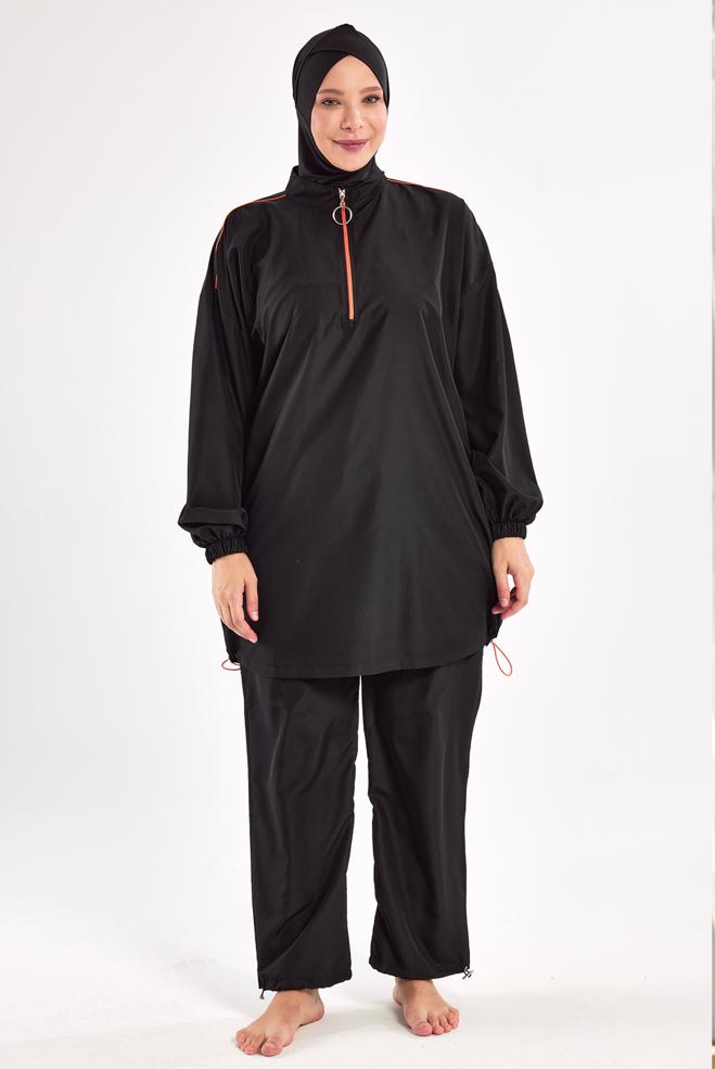 Vêtements hijab NOIR MAILLOT DE BAIN HIJAB GRANDE TAILLE 1804 - ALVİNA