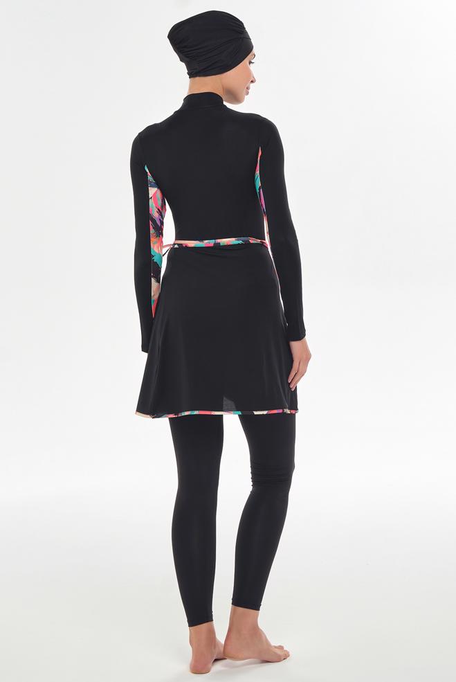 Vêtements hijab NOIR MAILLOT DE BAIN HIJAB AVEC JUPE 2111 - ALVİNA