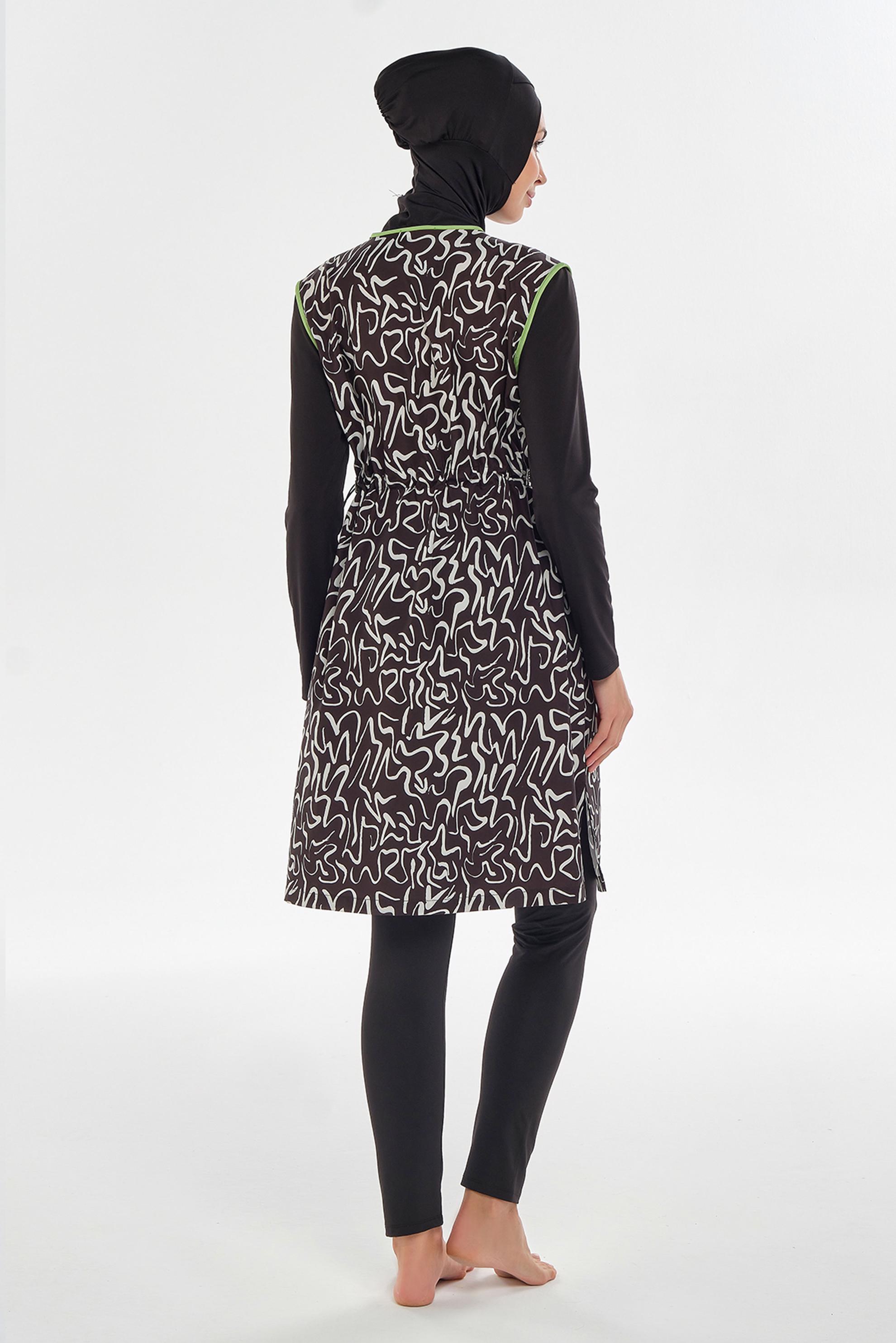 Vêtements hijab NOIR MAILLOT DE BAIN HIJAB À MOTIFS 2305