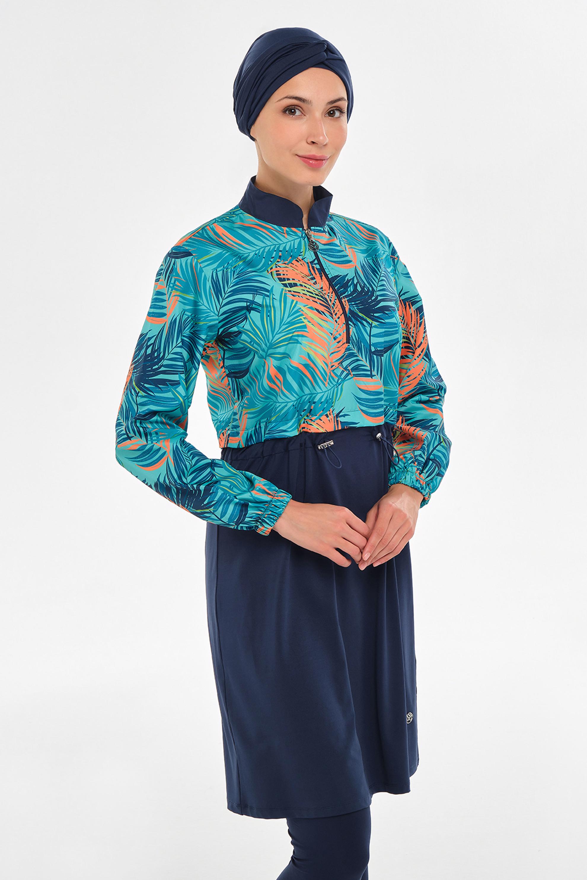 Vêtements hijab BLEU MARINE MAILLOT DE BAIN HIJAB À TAILLE FUMÉE2403