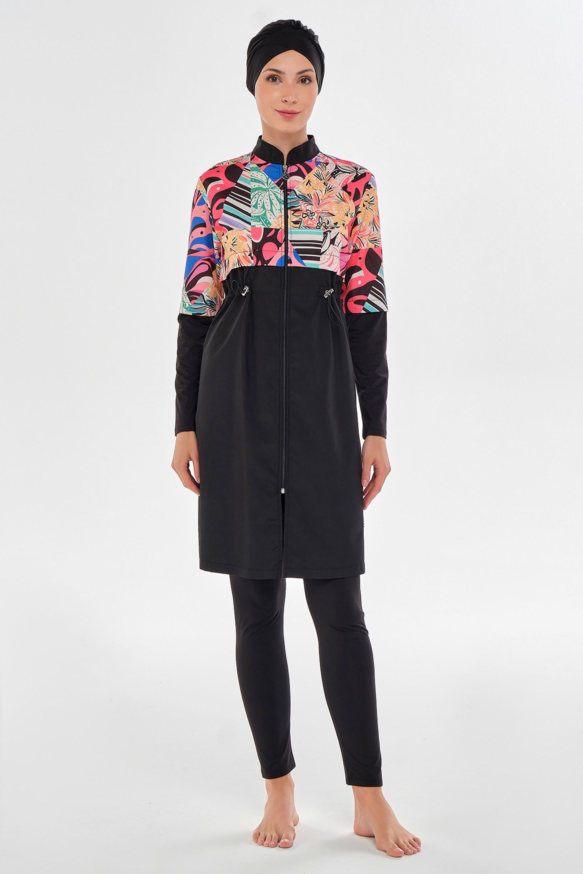 Vêtements hijab NOIR MAILLOT DE BAIN HIJAB À MOTIFS 2506