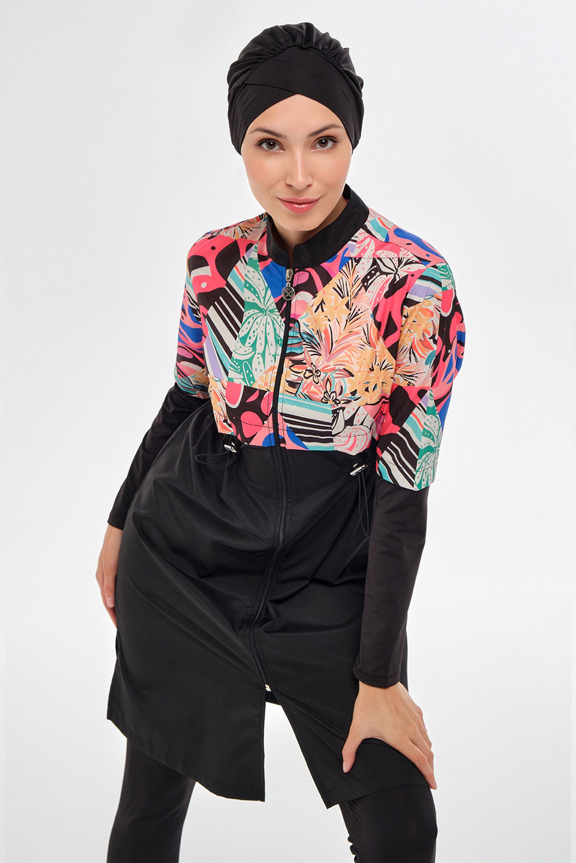 Vêtements hijab NOIR MAILLOT DE BAIN HIJAB À MOTIFS 2506