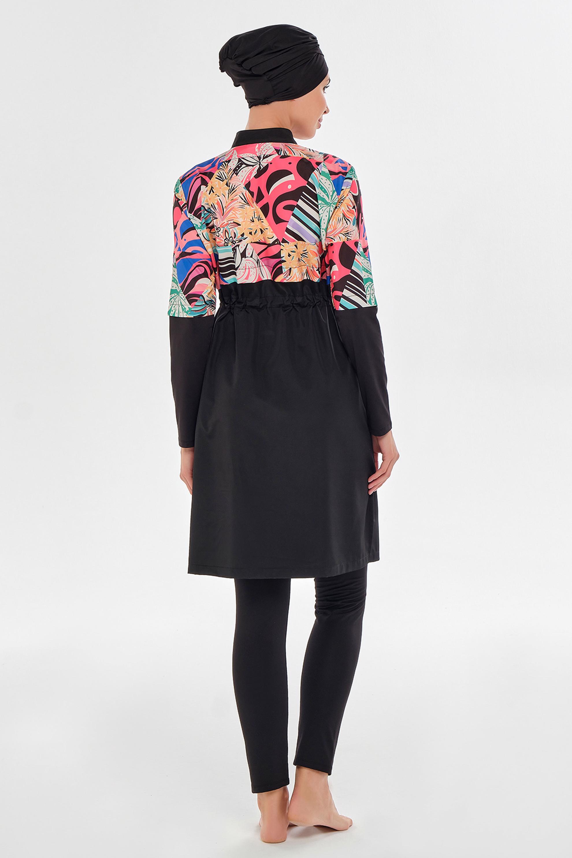 Vêtements hijab NOIR MAILLOT DE BAIN HIJAB À MOTIFS 2506