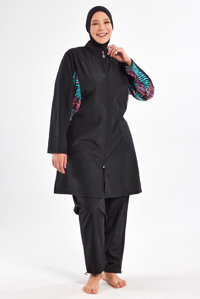 Vêtements hijab NOIR MAILLOT DE BAIN HIJAB GRANDE TAILLE 2802 - ALVİNA