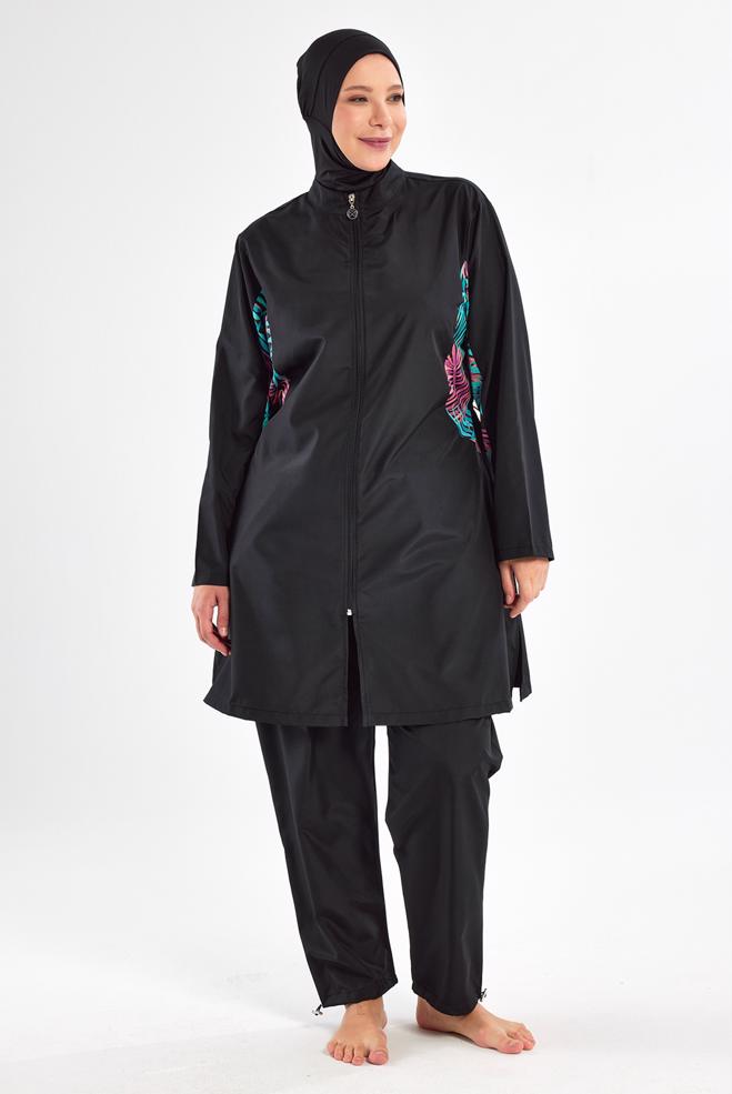 Vêtements hijab NOIR MAILLOT DE BAIN HIJAB GRANDE TAILLE 2802 - ALVİNA
