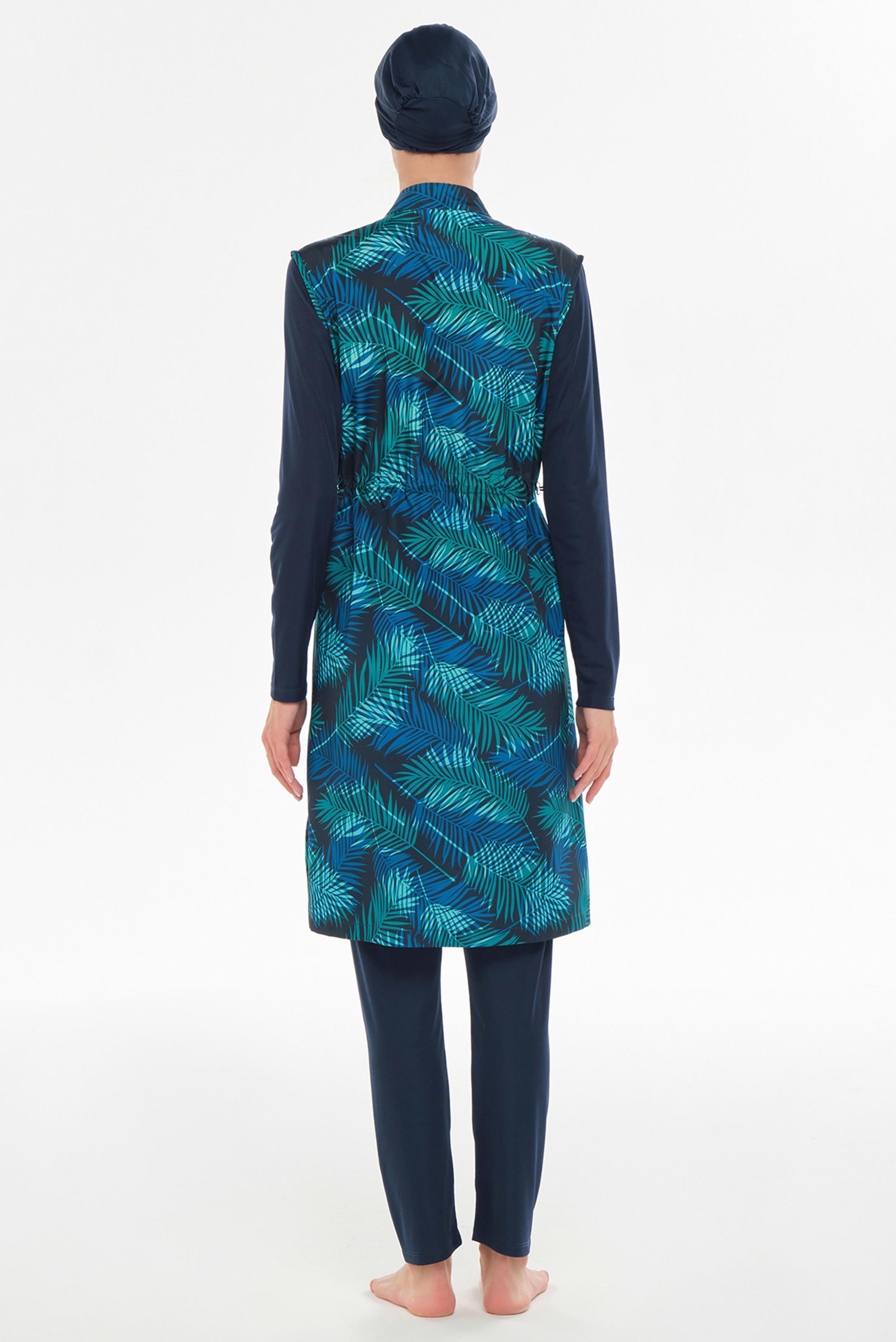 Vêtements hijab BLEU MARINE MAILLOT DE BAIN HIJAB À TAILLE FUMÉE 3301