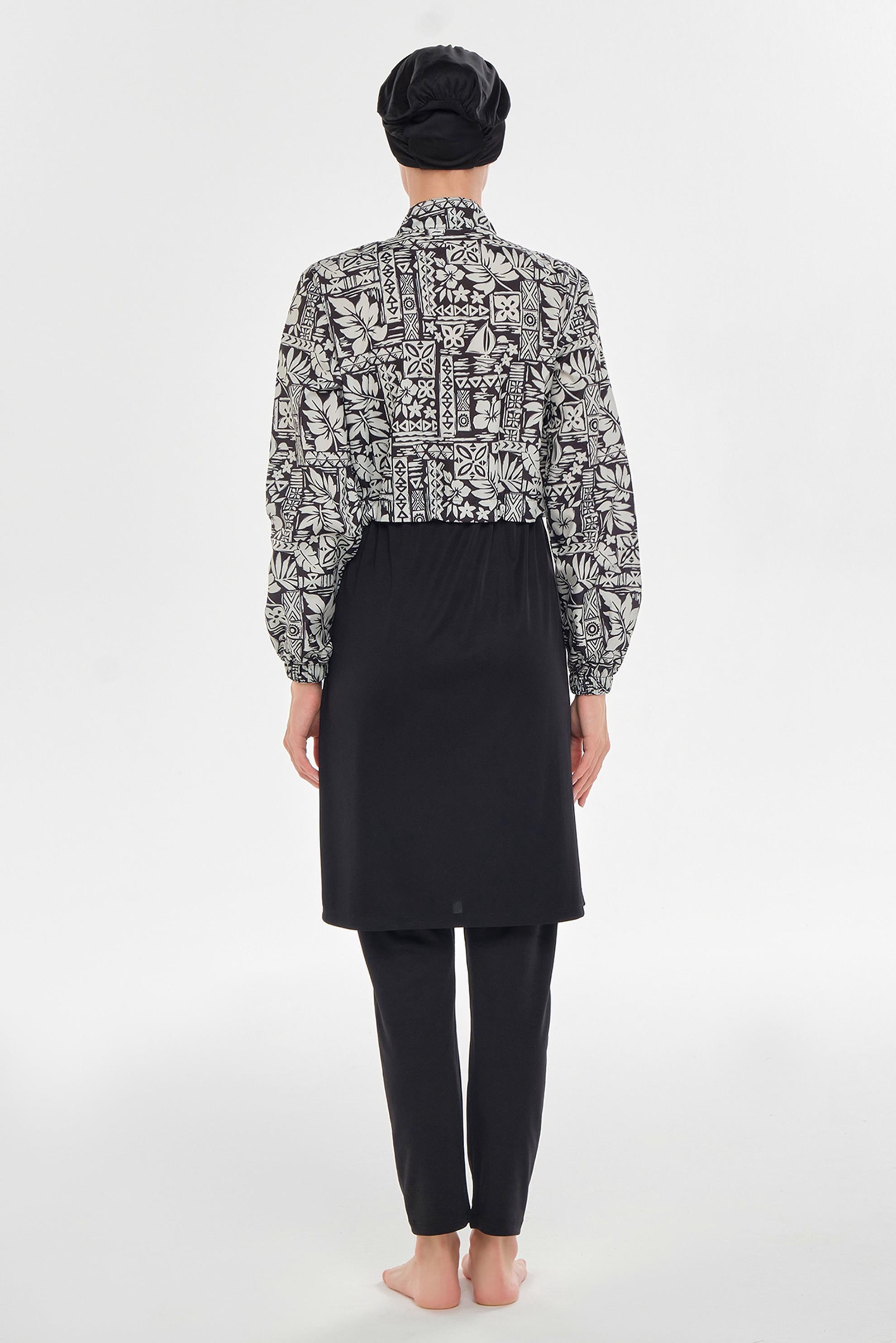 Vêtements hijab NOIR MAILLOT DE BAIN HIJAB À MOTIFS 3402