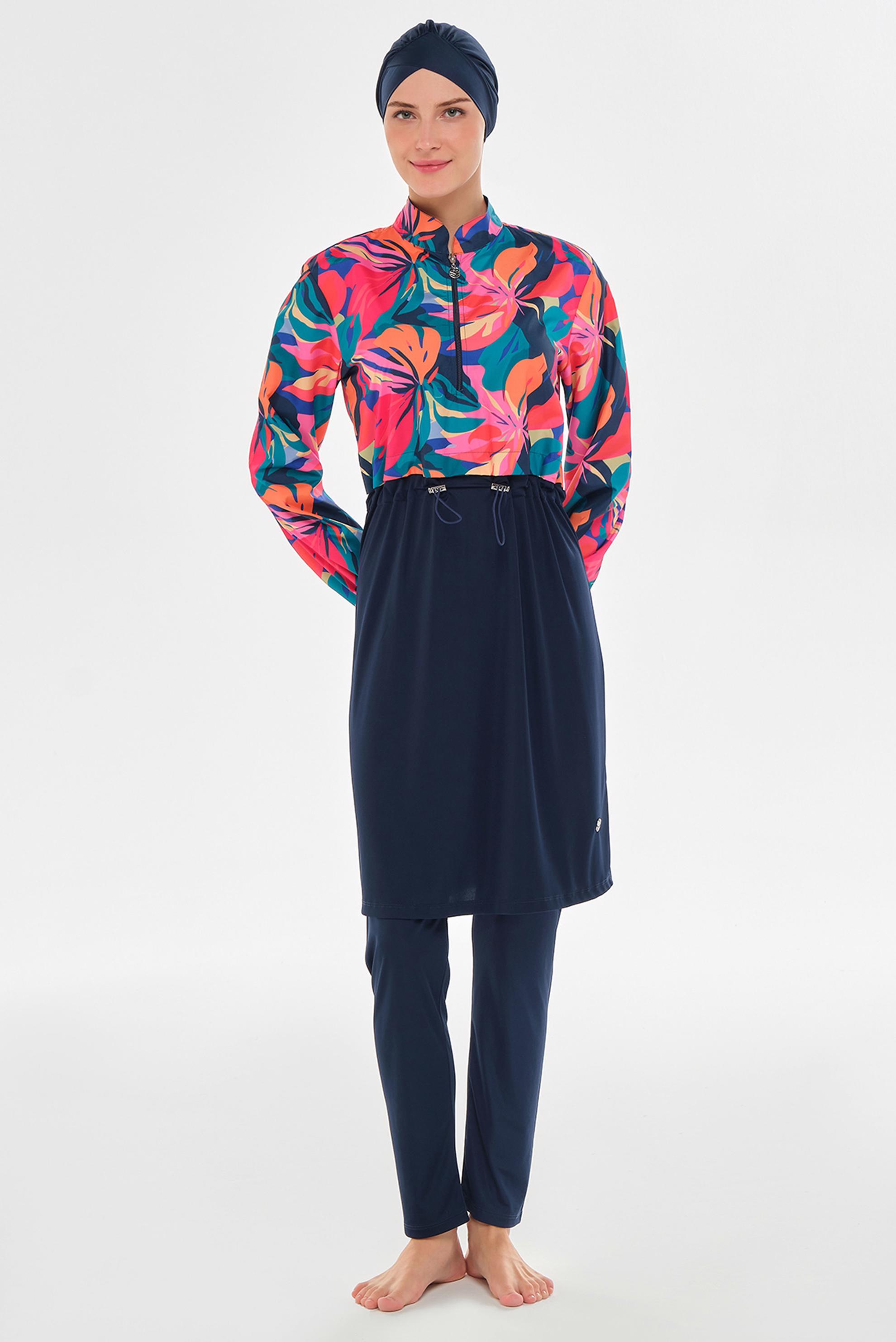 Vêtements hijab BLEU MARINE MAILLOT DE BAIN HIJAB À MOTIFS 3403