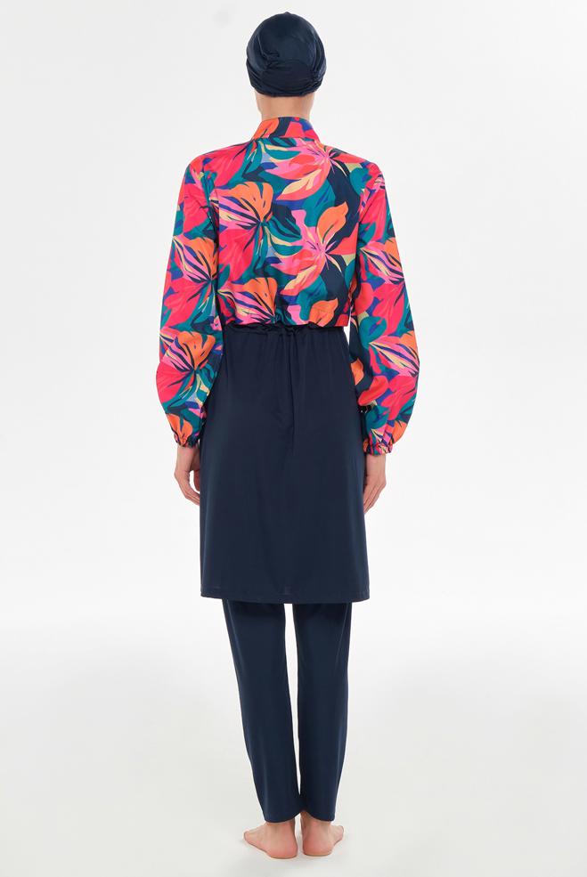 Vêtements hijab BLEU MARINE MAILLOT DE BAIN HIJAB À MOTIFS 3403 - ALVİNA
