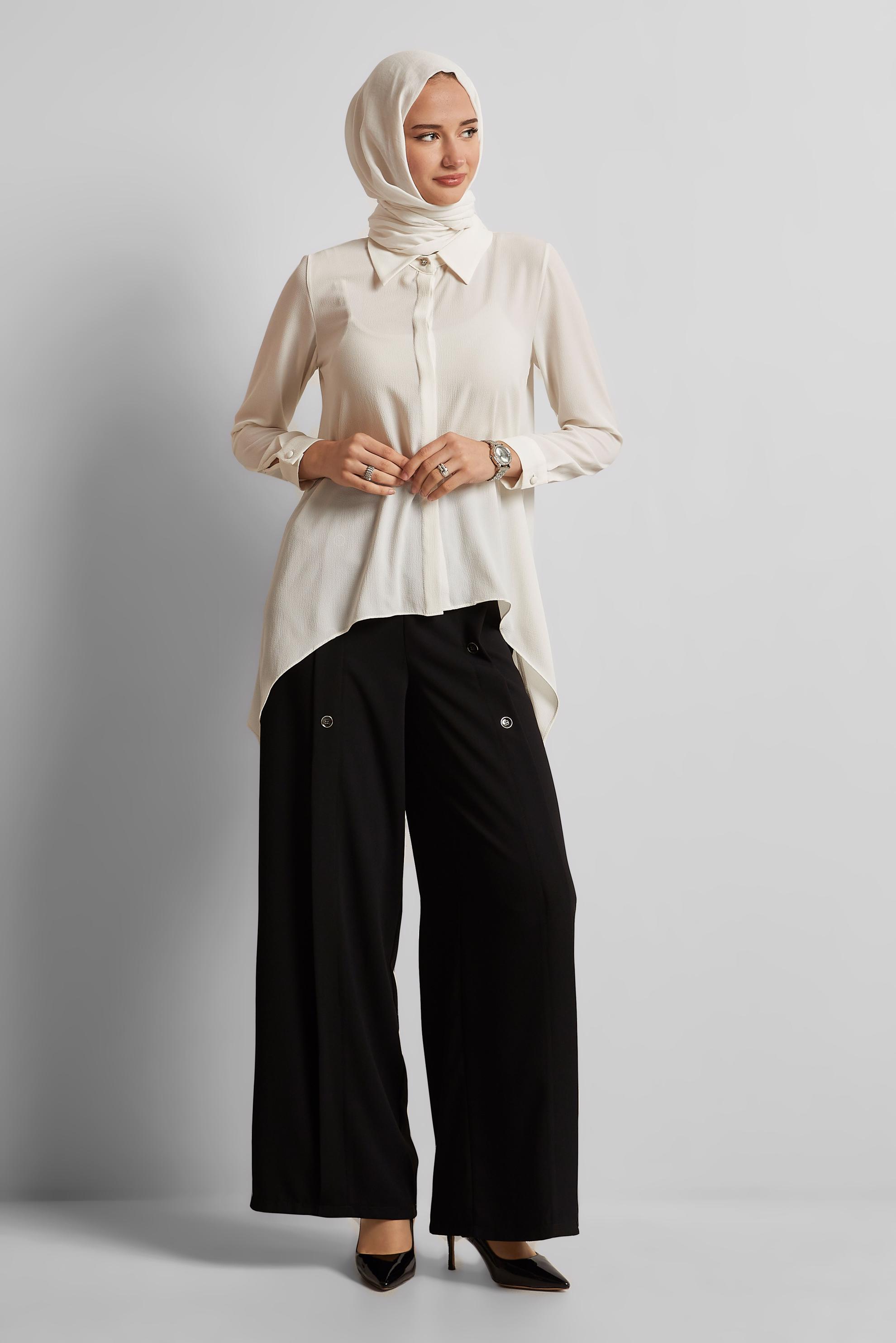Tesettür giyim SİYAH GENİŞ PAÇA PANTOLON 70566