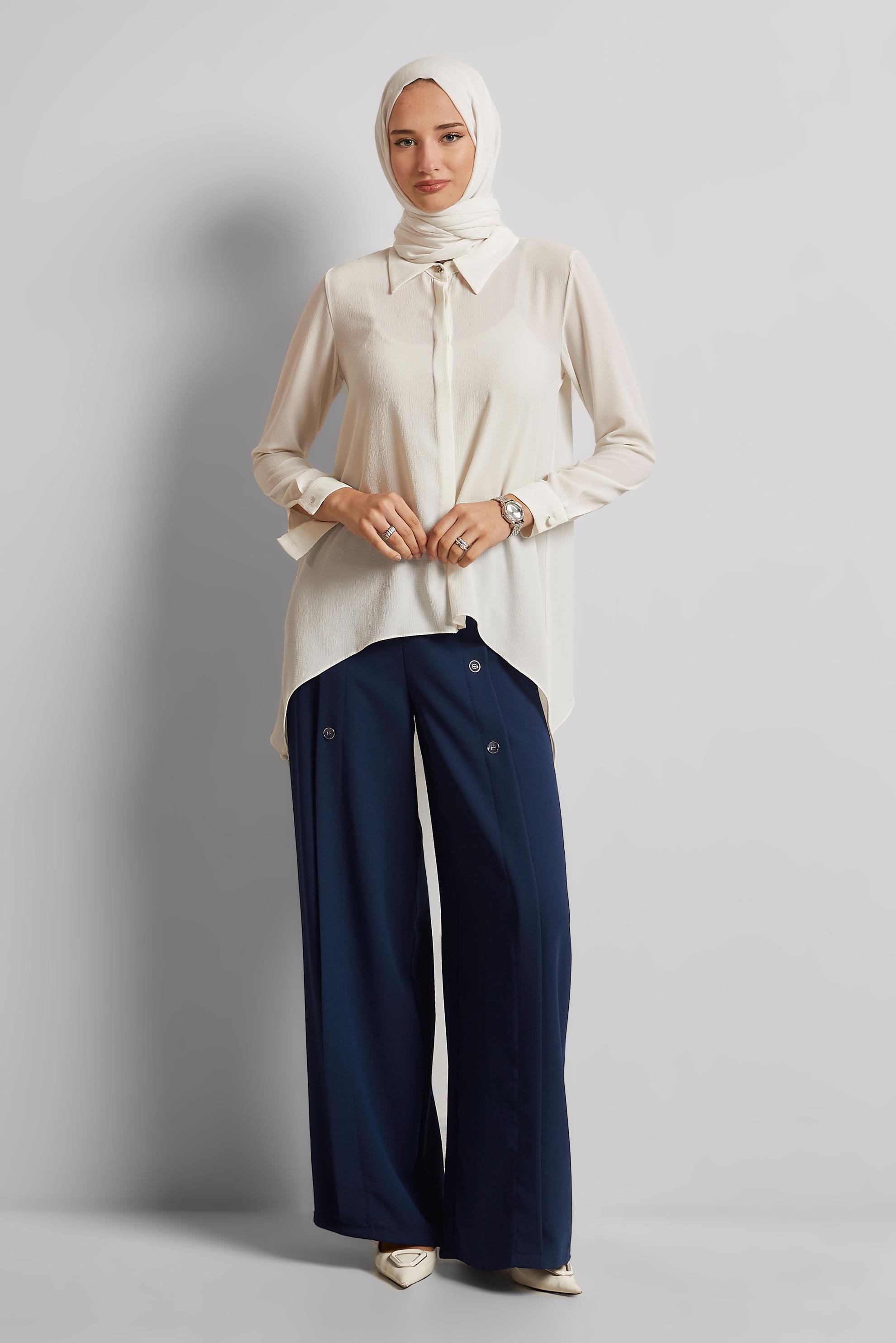 Tesettür giyim LACİVERT GENİŞ PAÇA PANTOLON 70566