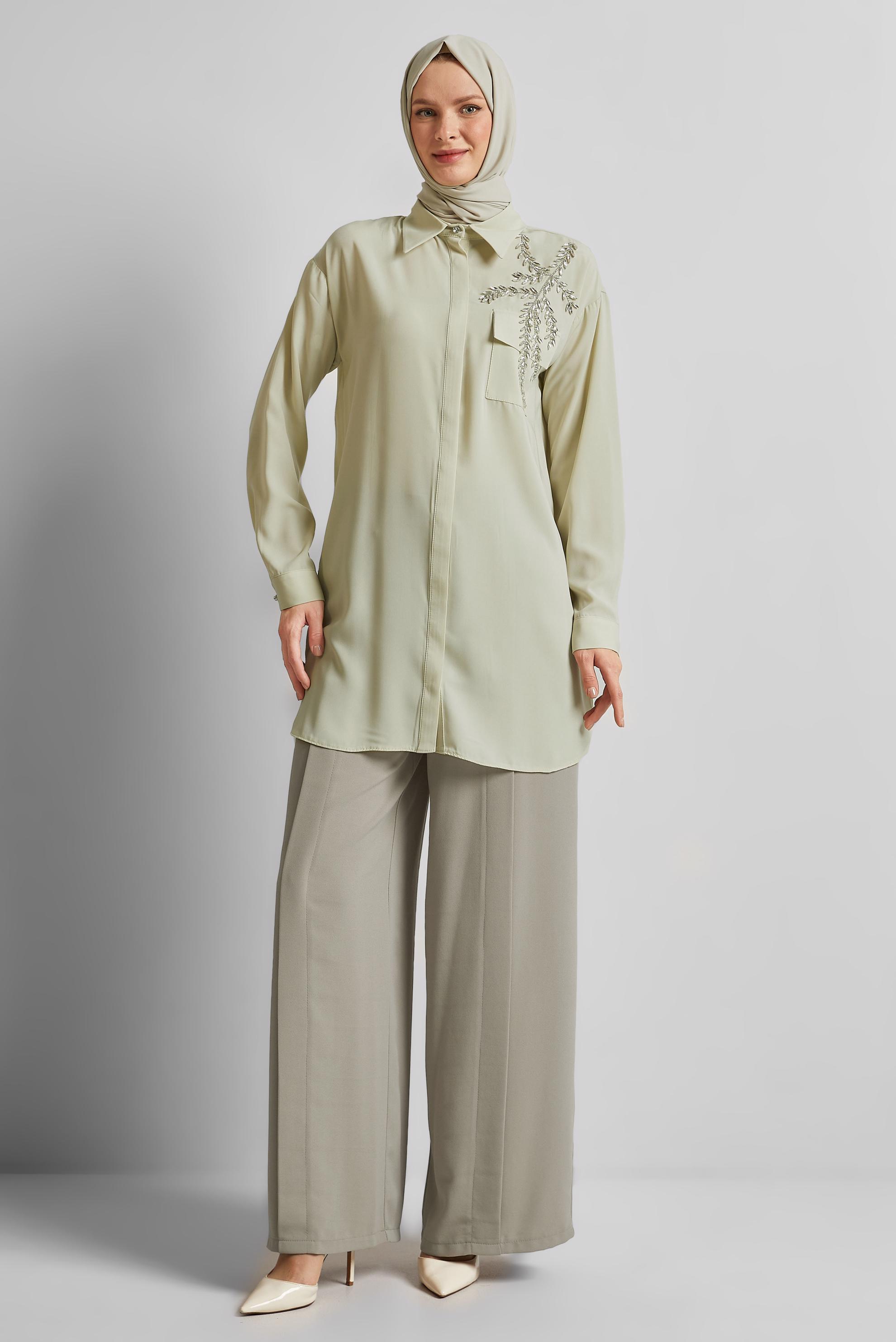 Tesettür giyim KUM GENİŞ PAÇA PANTOLON 70566