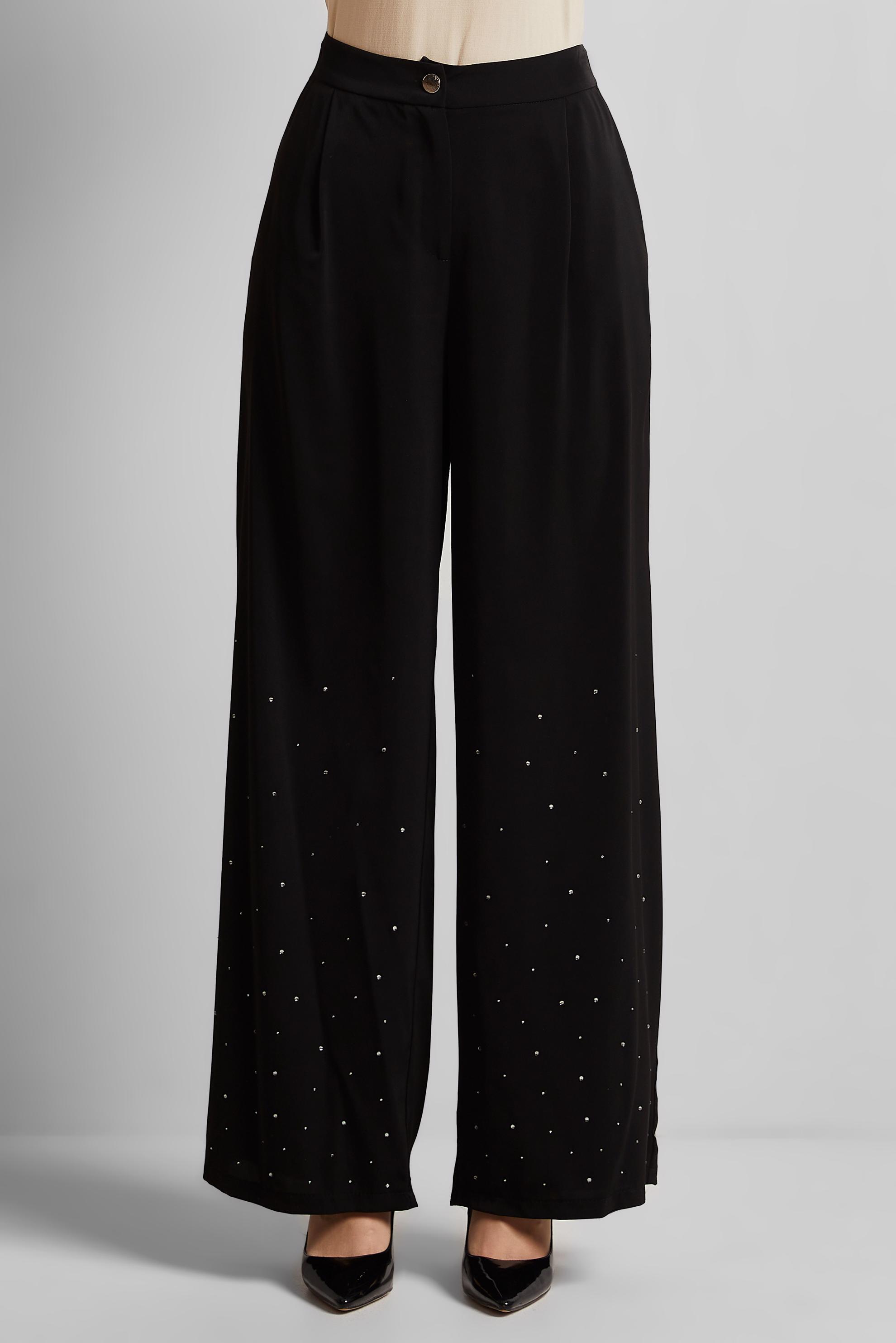 Tesettür giyim SİYAH TAŞLI GENİŞ PAÇA PANTOLON 70750