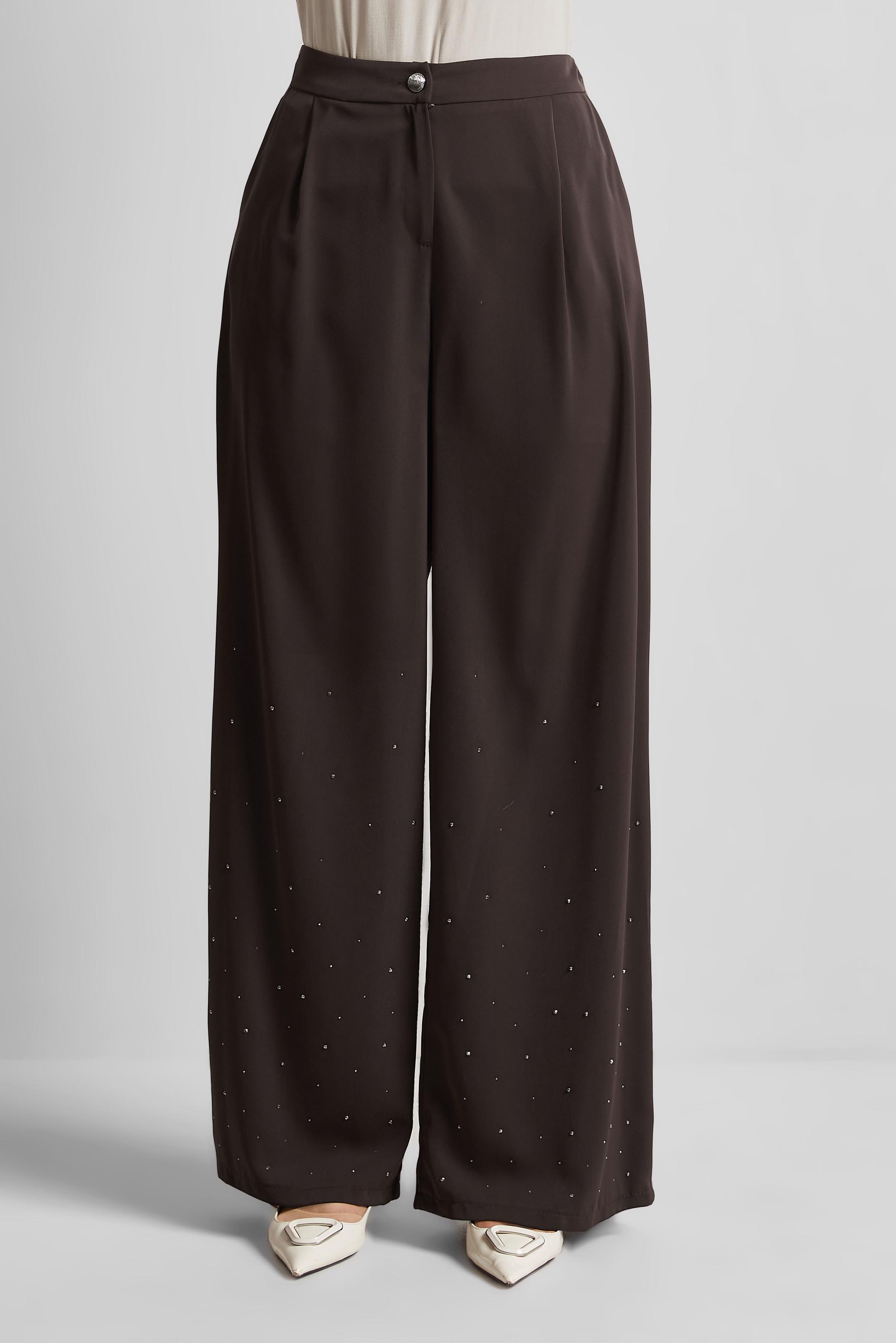 Tesettür giyim KAHVE TAŞLI GENİŞ PAÇA PANTOLON 70750