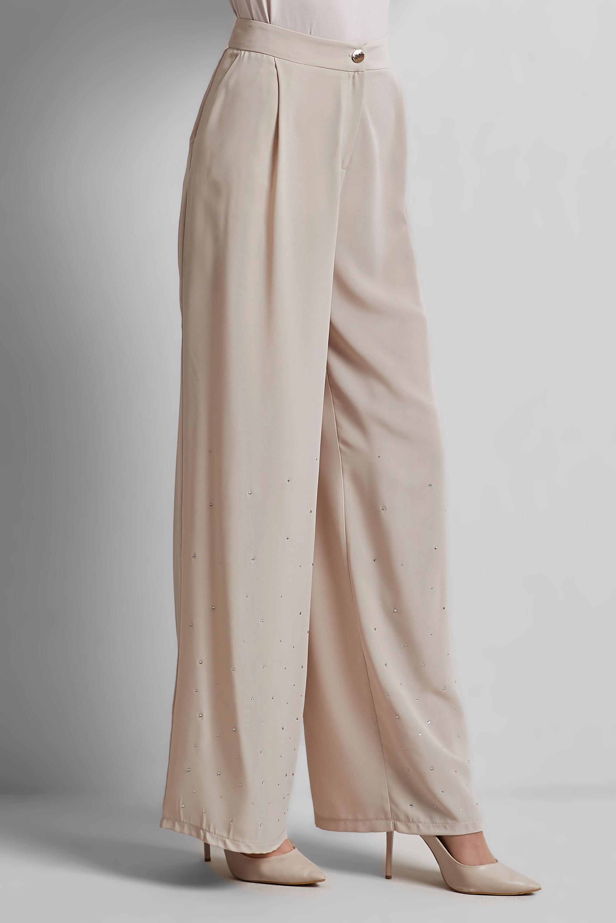 Tesettür giyim BEJ TAŞLI GENİŞ PAÇA PANTOLON 70750