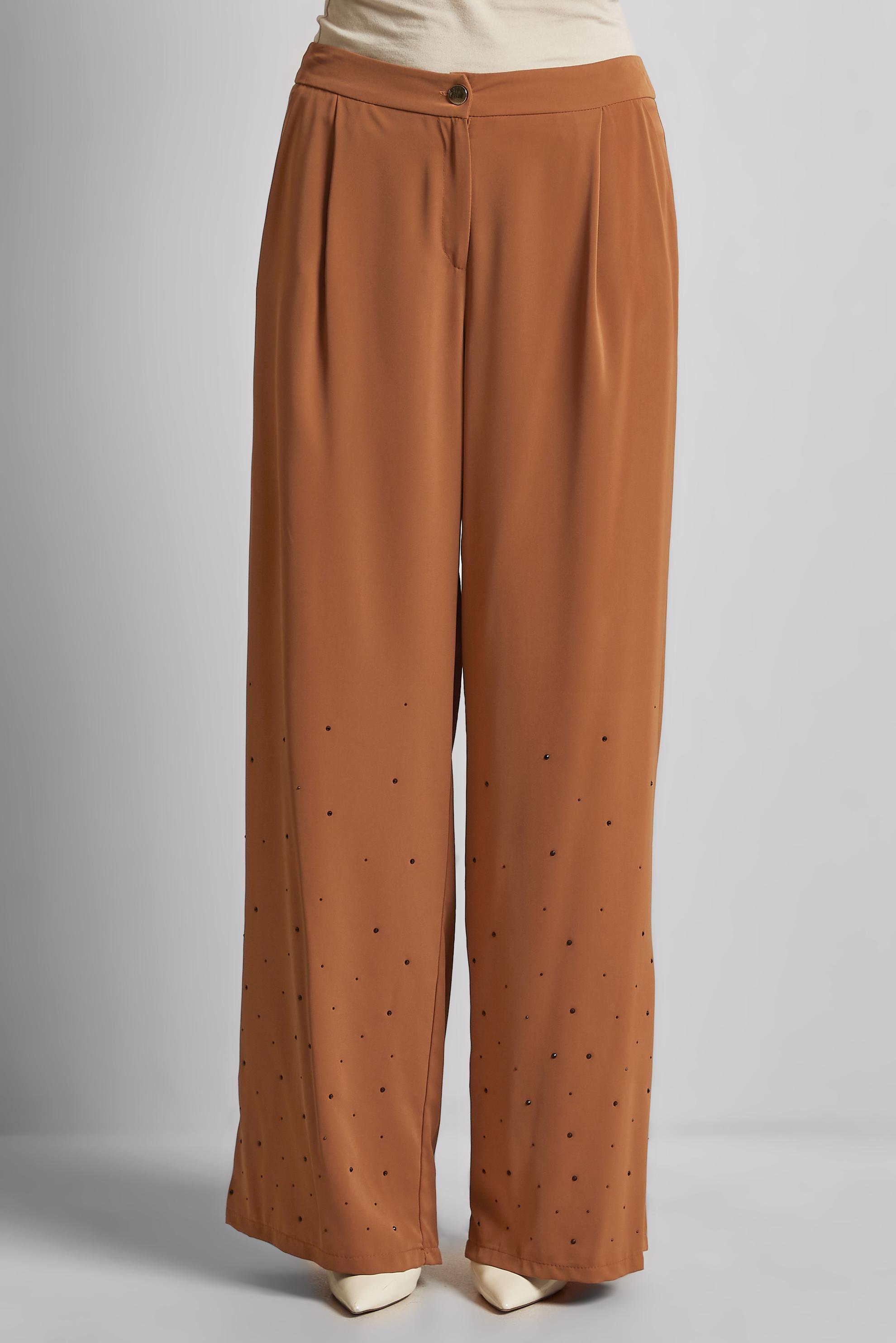 Tesettür giyim KAHVE TAŞLI GENİŞ PAÇA PANTOLON 70750