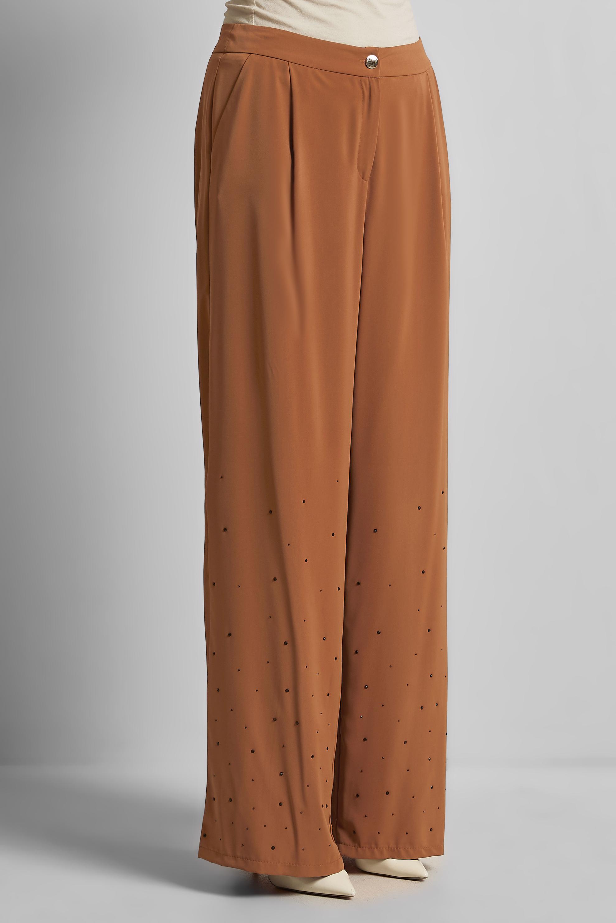 Tesettür giyim KAHVE TAŞLI GENİŞ PAÇA PANTOLON 70750