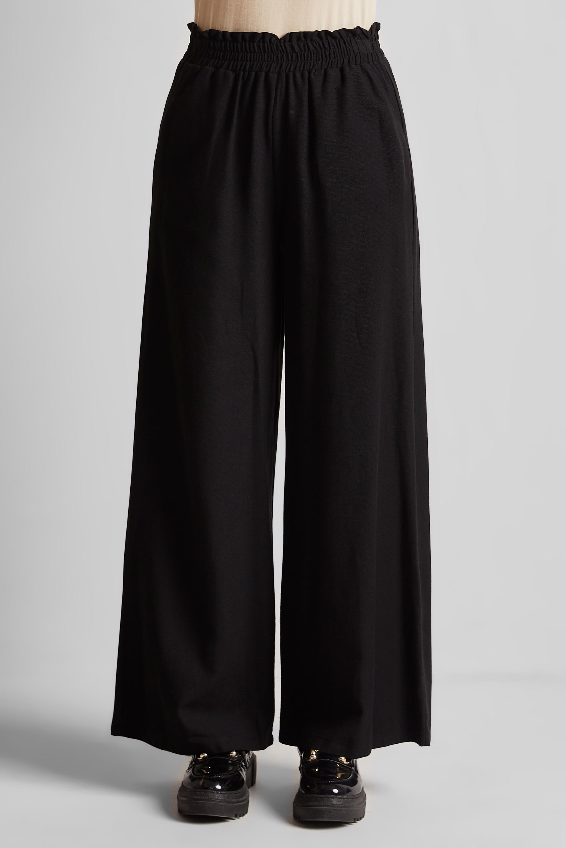 Tesettür giyim SİYAH PAMUKLU GENİŞ PAÇA PANTOLON 70751