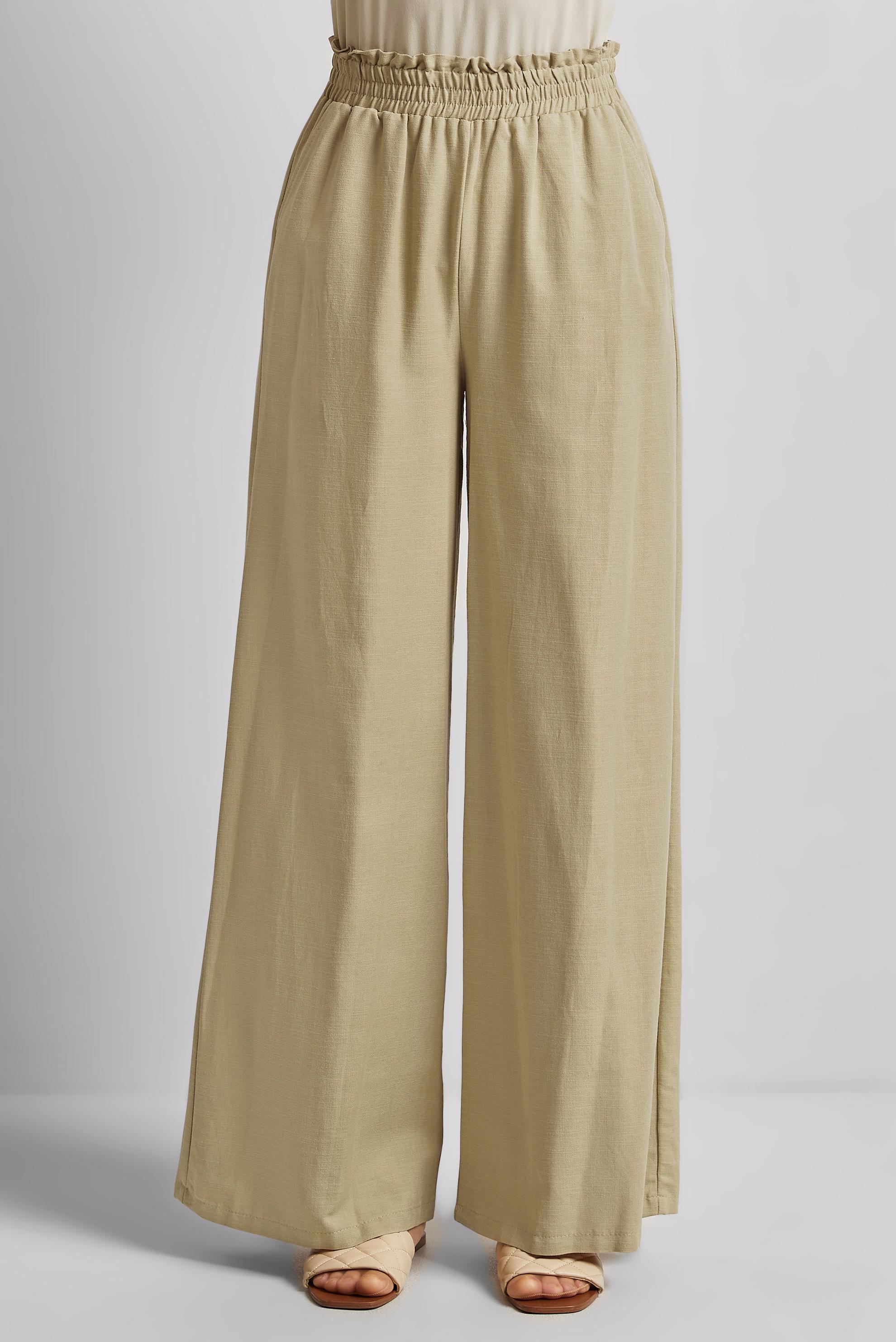 Tesettür giyim BEJ PAMUKLU GENİŞ PAÇA PANTOLON 70751