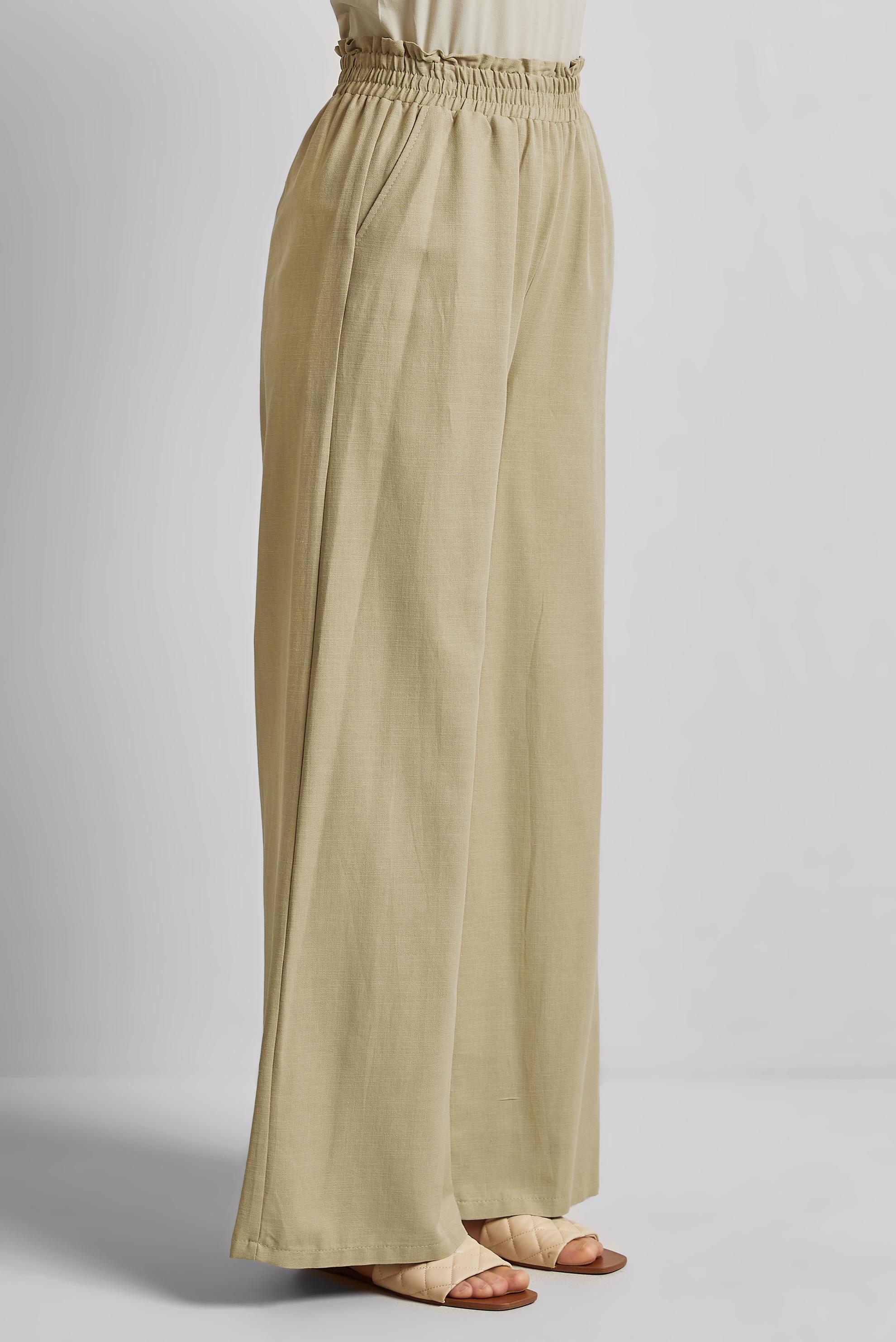 Tesettür giyim BEJ PAMUKLU GENİŞ PAÇA PANTOLON 70751